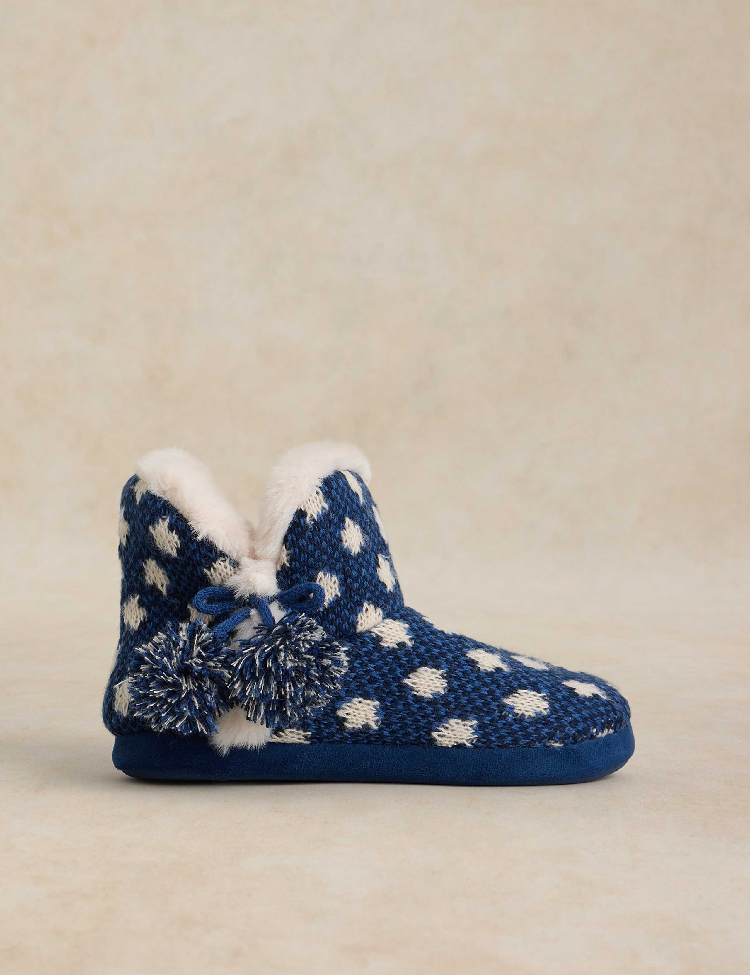 Spot Knitted Slipper Boots 1 of 4