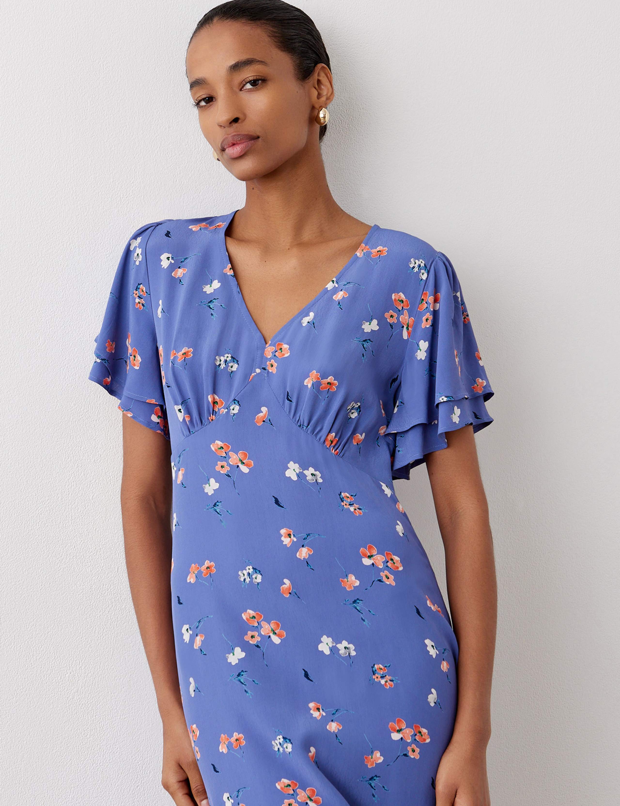 Floral V-Neck Midi Tea Dress 4 of 5
