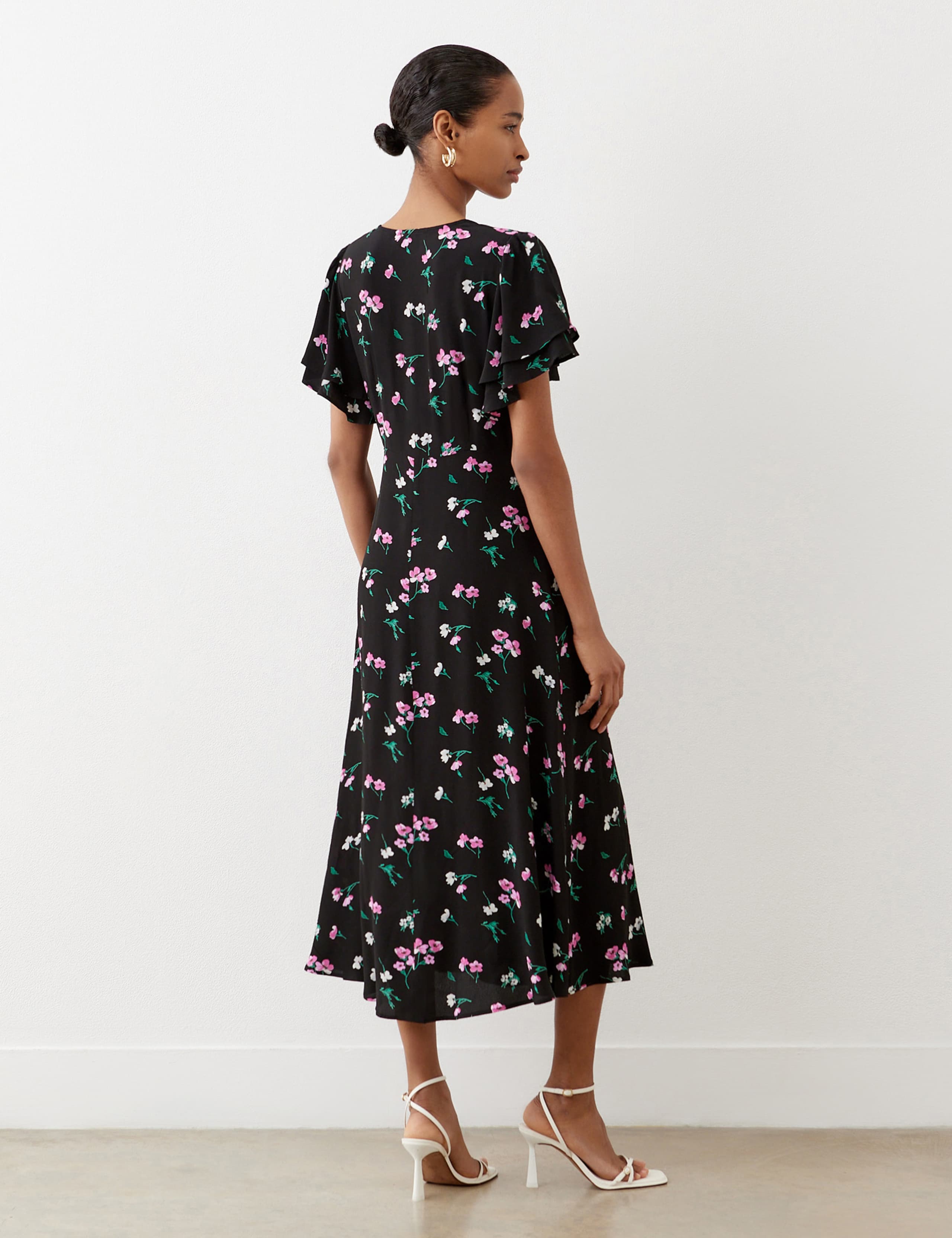 Floral V-Neck Midi Tea Dress 3 of 4