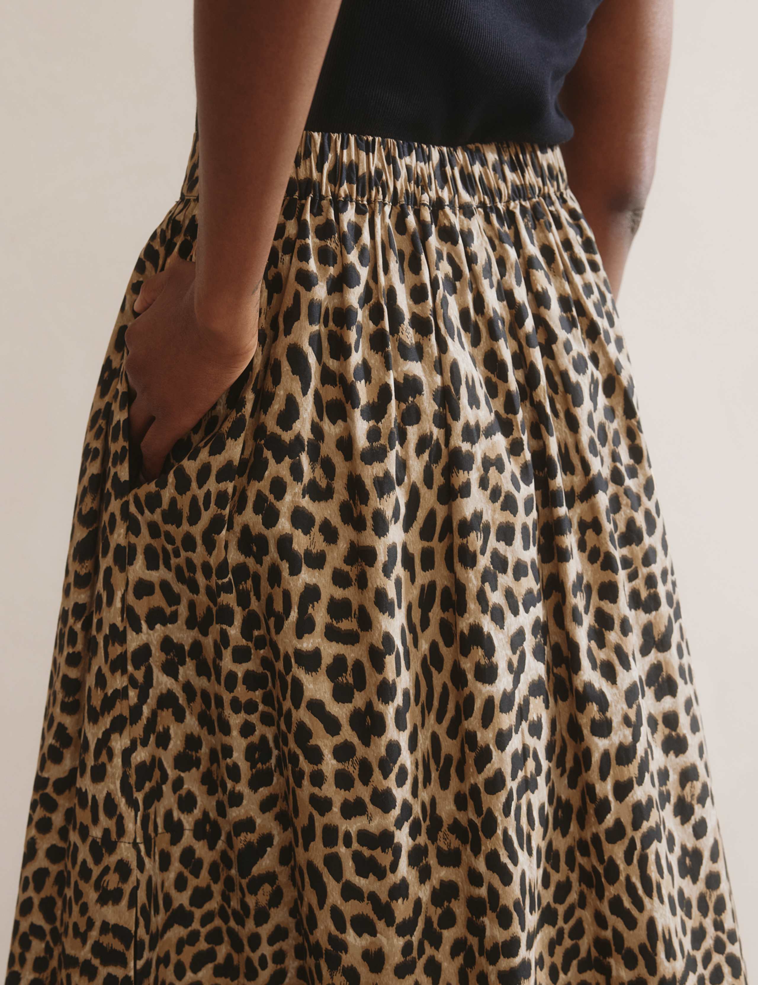 Pure Cotton Animal Print Midaxi A-Line Skirt 4 of 6
