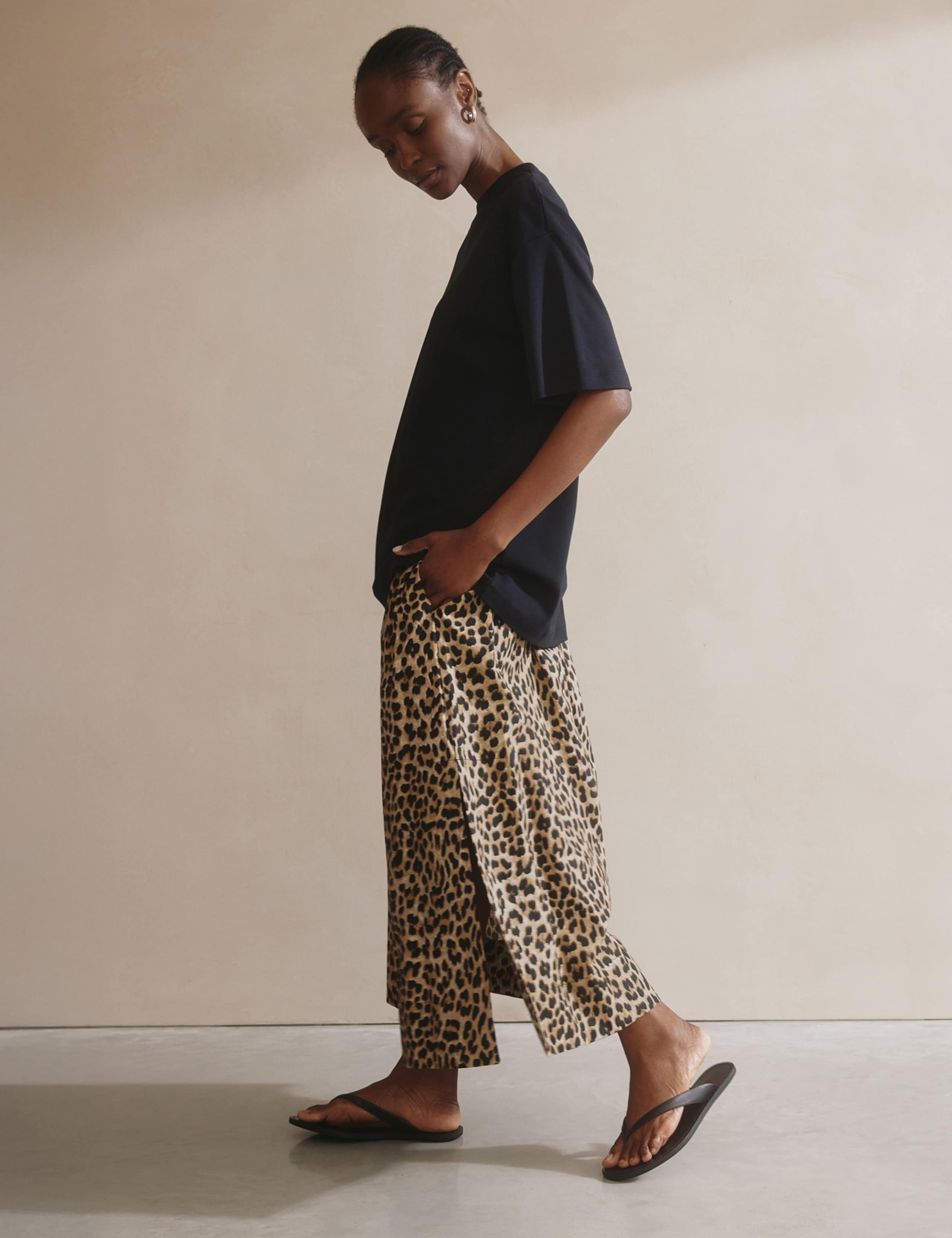 Pure Cotton Animal Print Midaxi A-Line Skirt 5 of 6