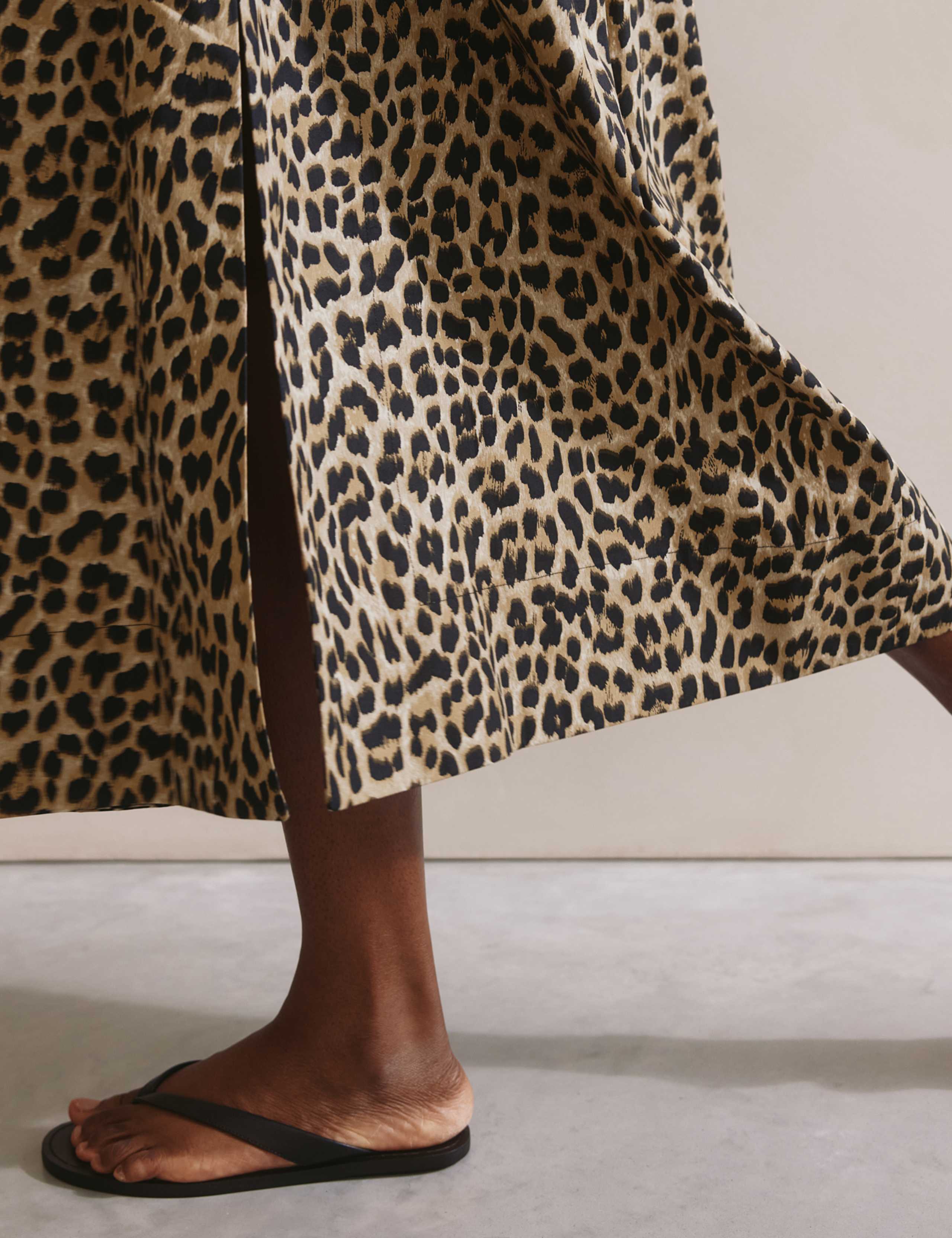 Pure Cotton Animal Print Midaxi A-Line Skirt 6 of 6
