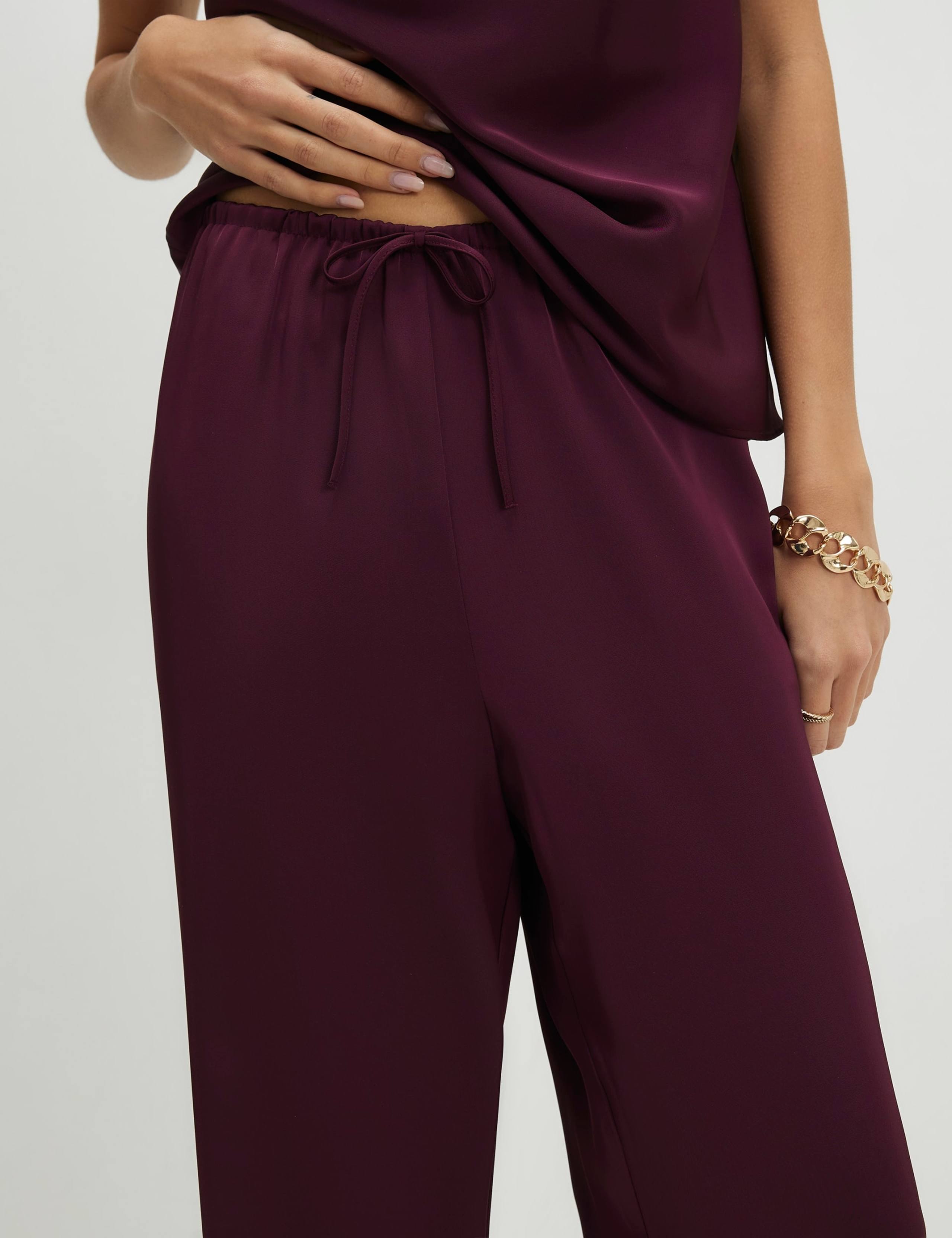 Satin Drawstring Wide Leg Trousers 3 of 3