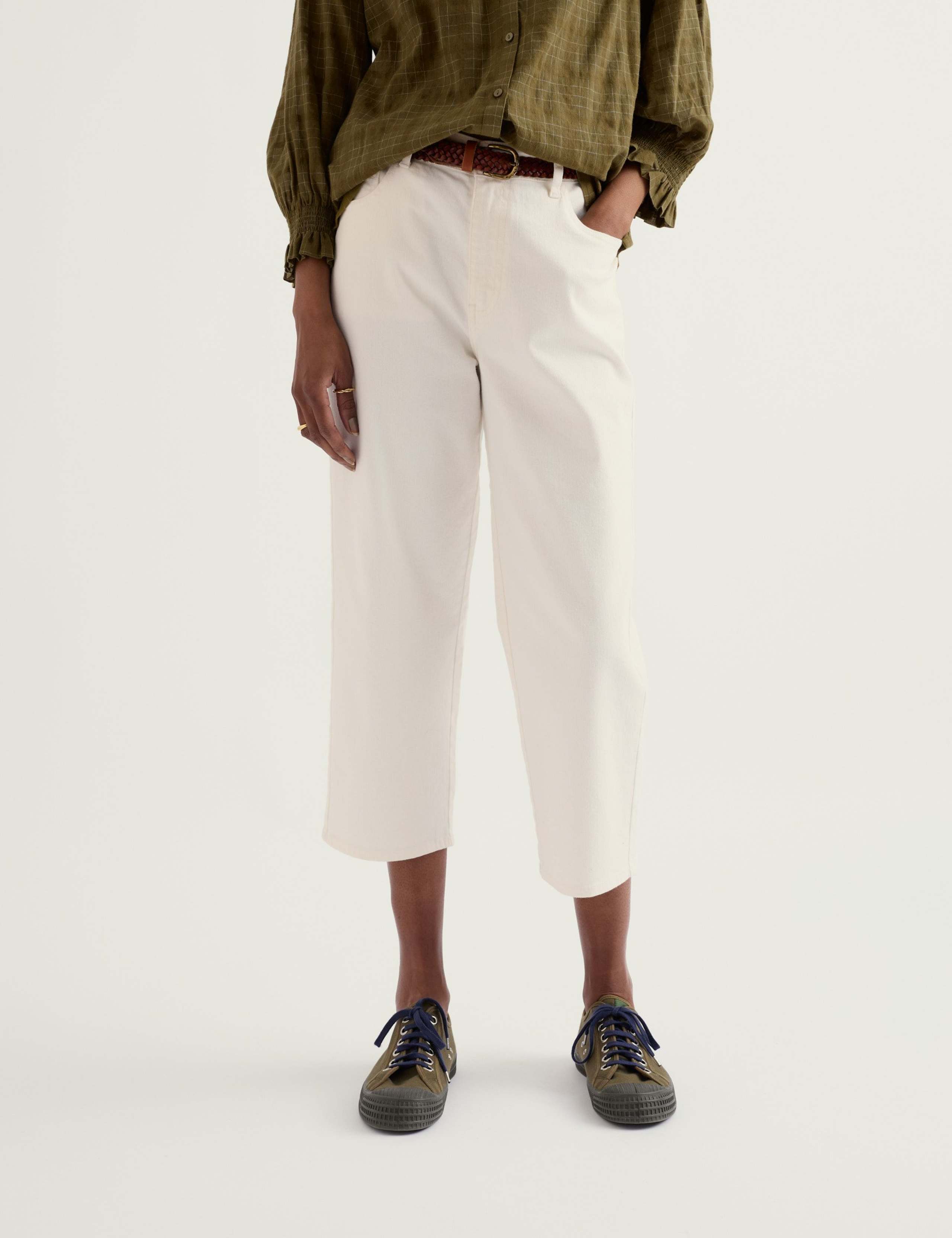 Cotton Rich Straight Leg Cropped Trousers 3 of 5