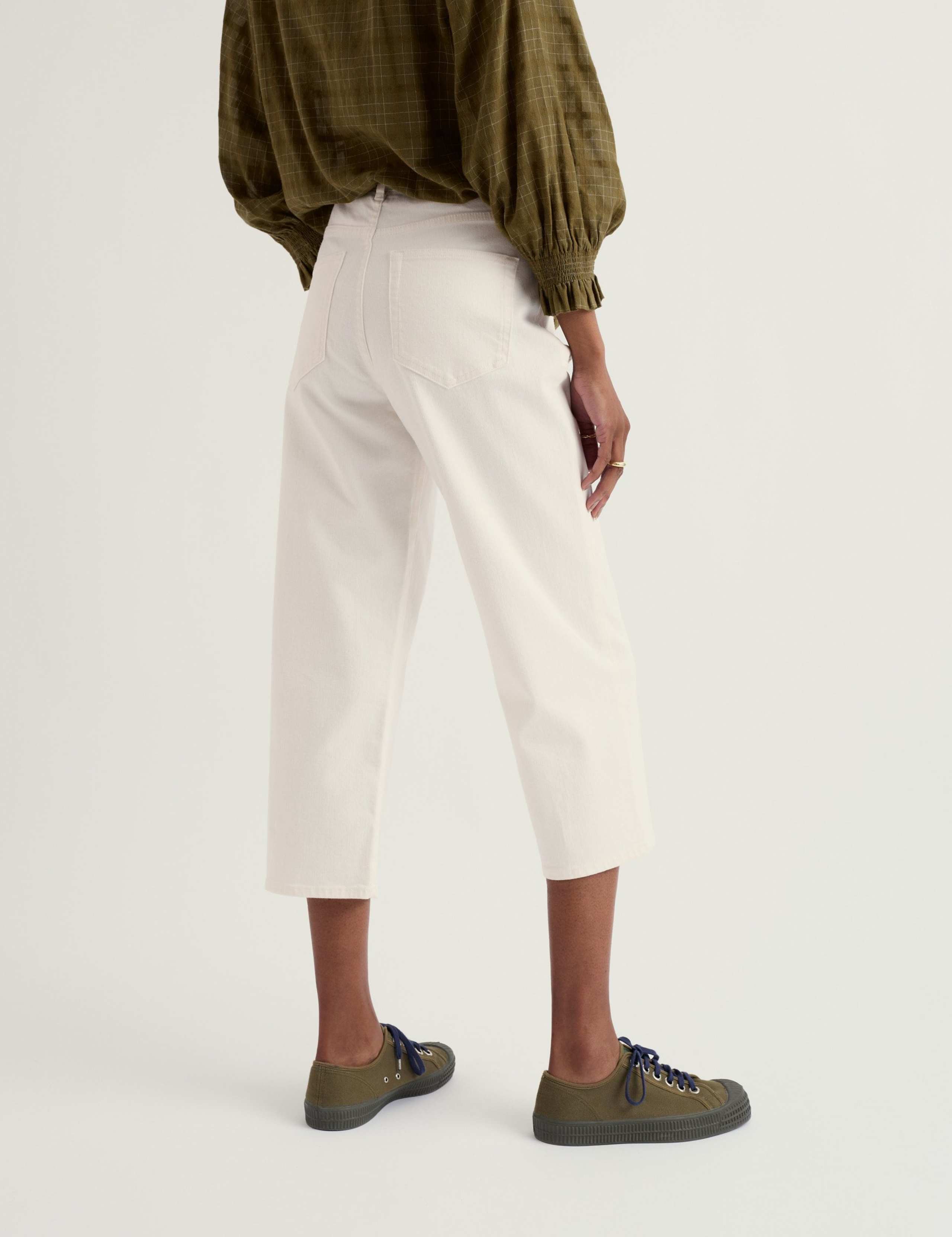 Cotton Rich Straight Leg Cropped Trousers 4 of 5