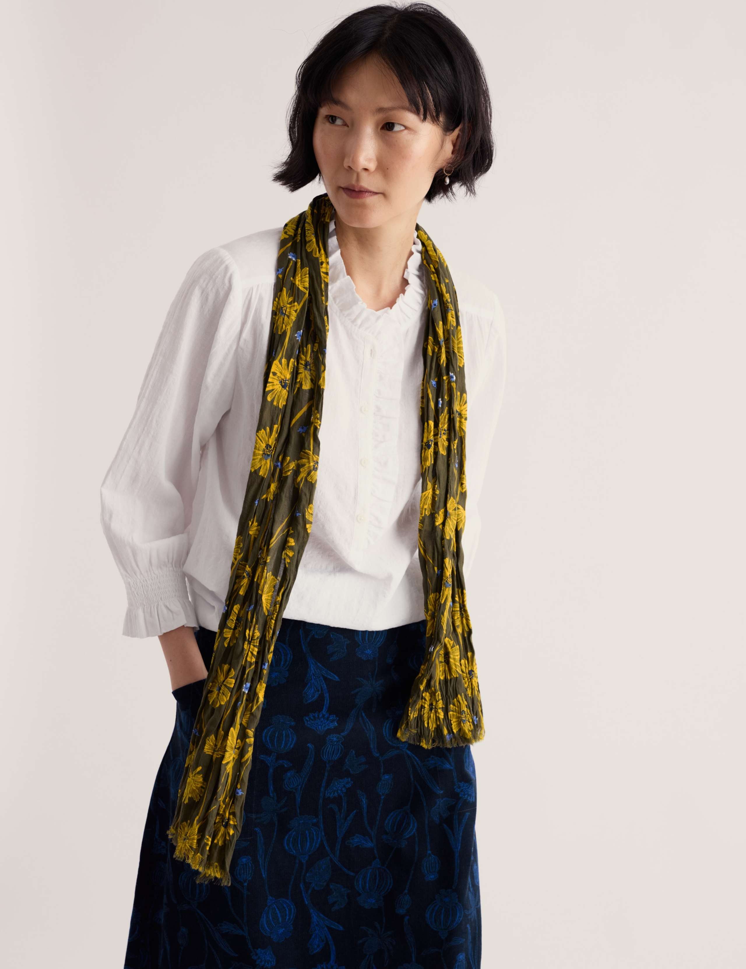 Pure Cotton Floral Scarf 1 of 4