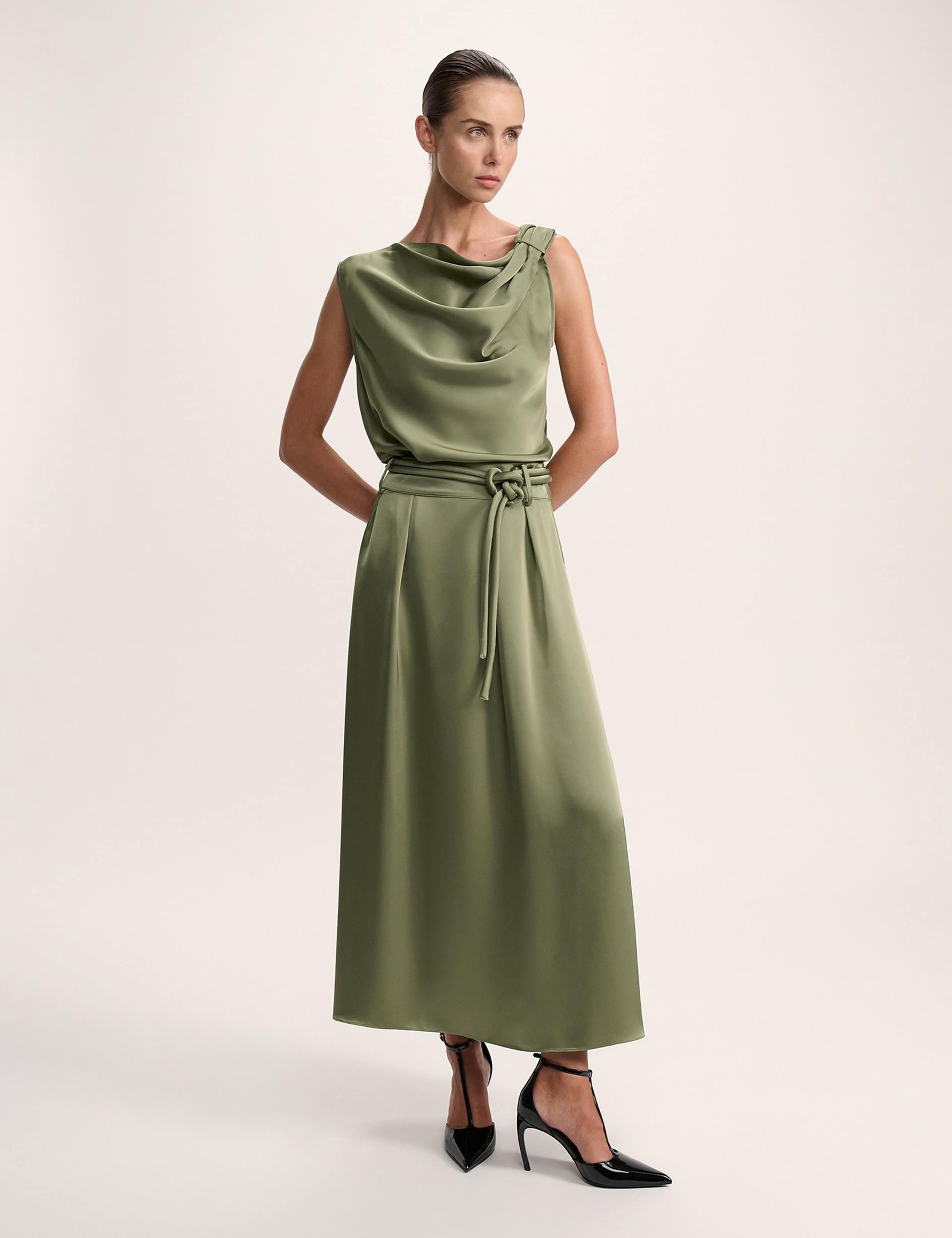 Belted Midi A-Line Skirt 2 of 6