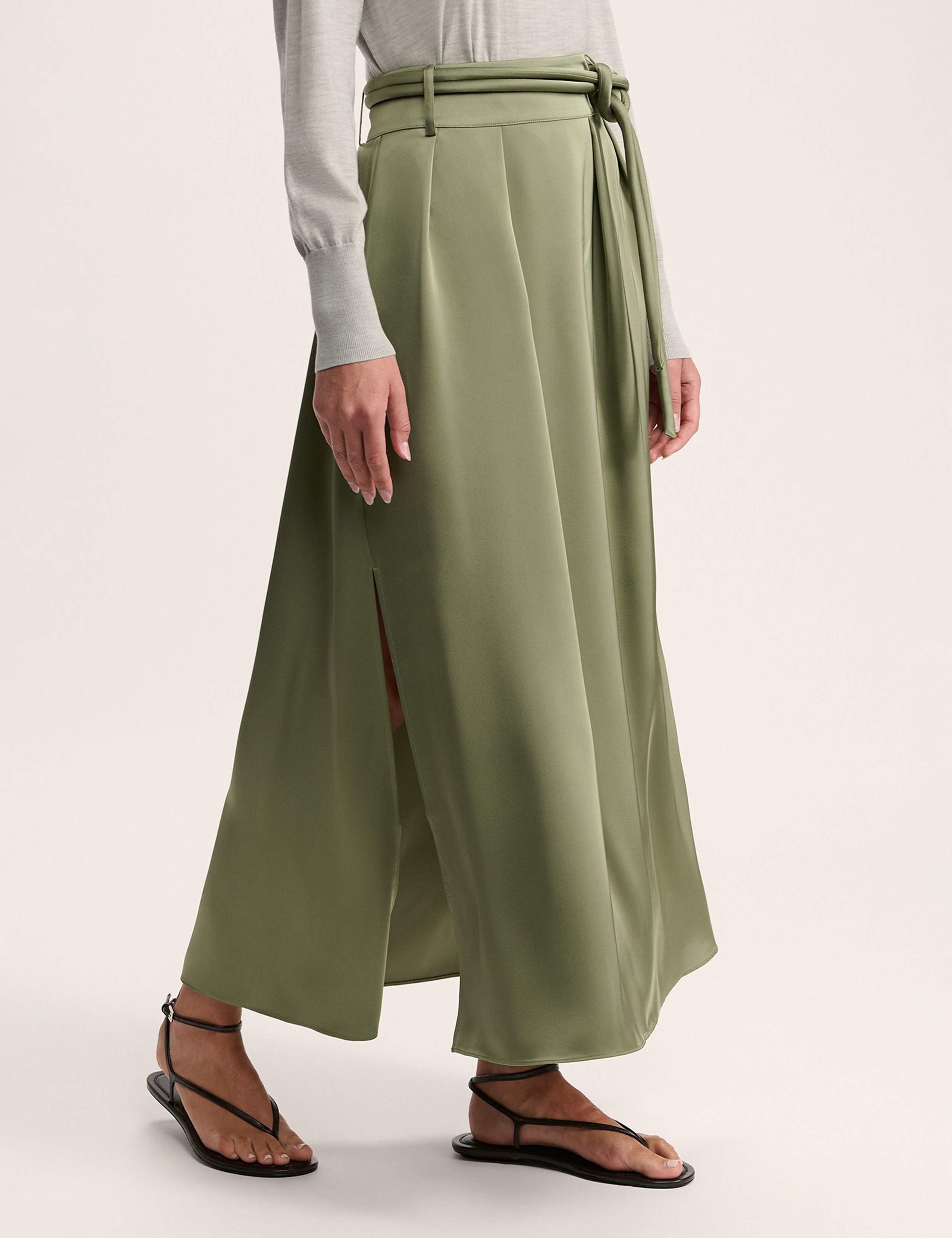 Belted Midi A-Line Skirt 3 of 6