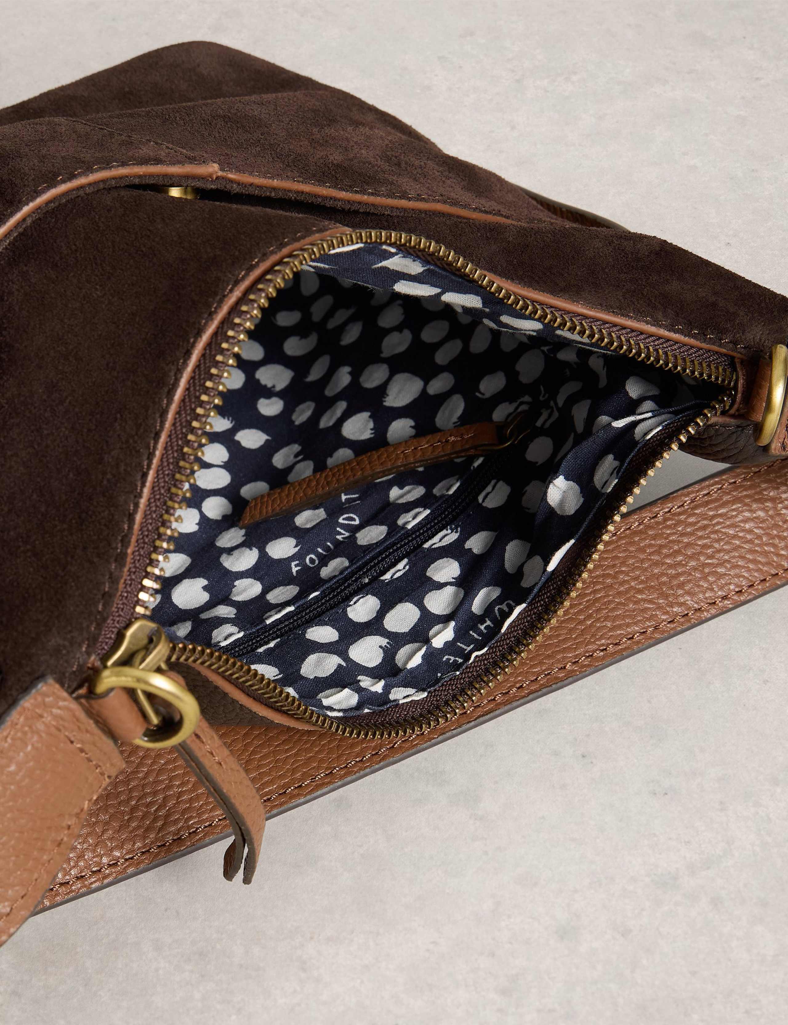 Leather and Suede Cross Body Bag 2 of 4