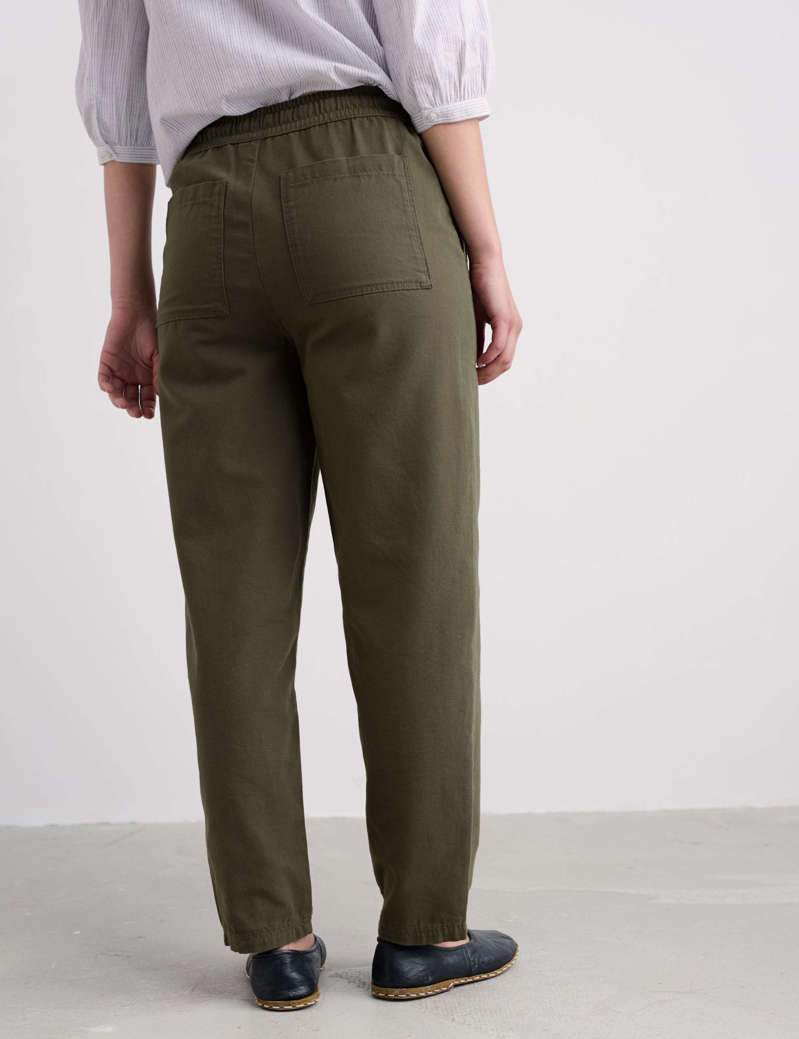 Pure Cotton Drawstring Barrel Leg Trousers 4 of 4