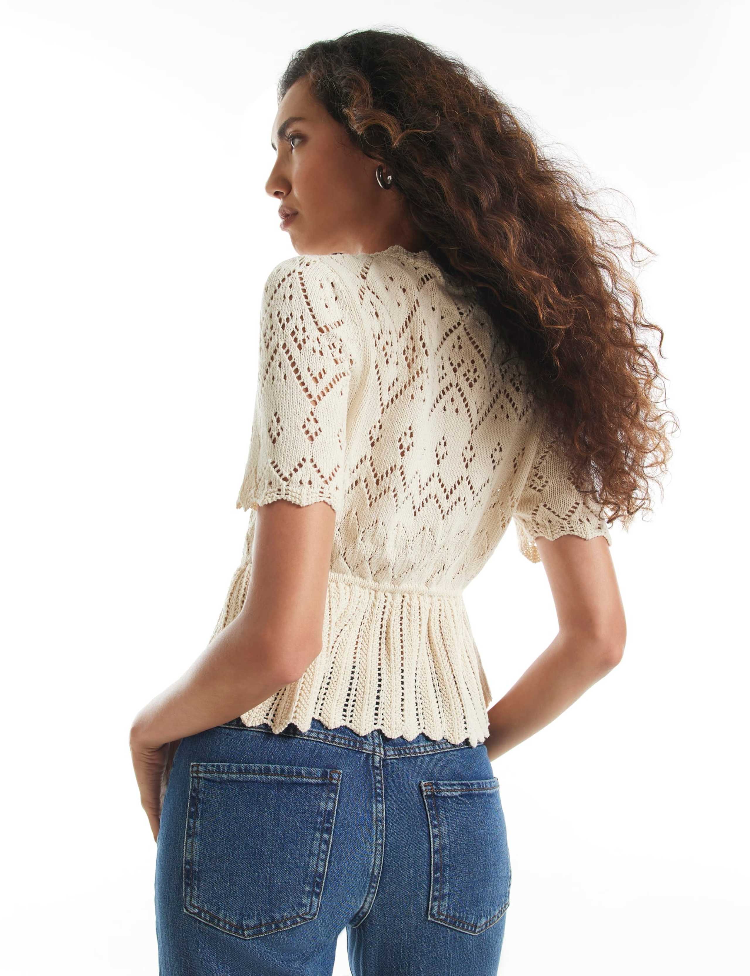 Pure Cotton Peplum Button Front Polo Top 5 of 6