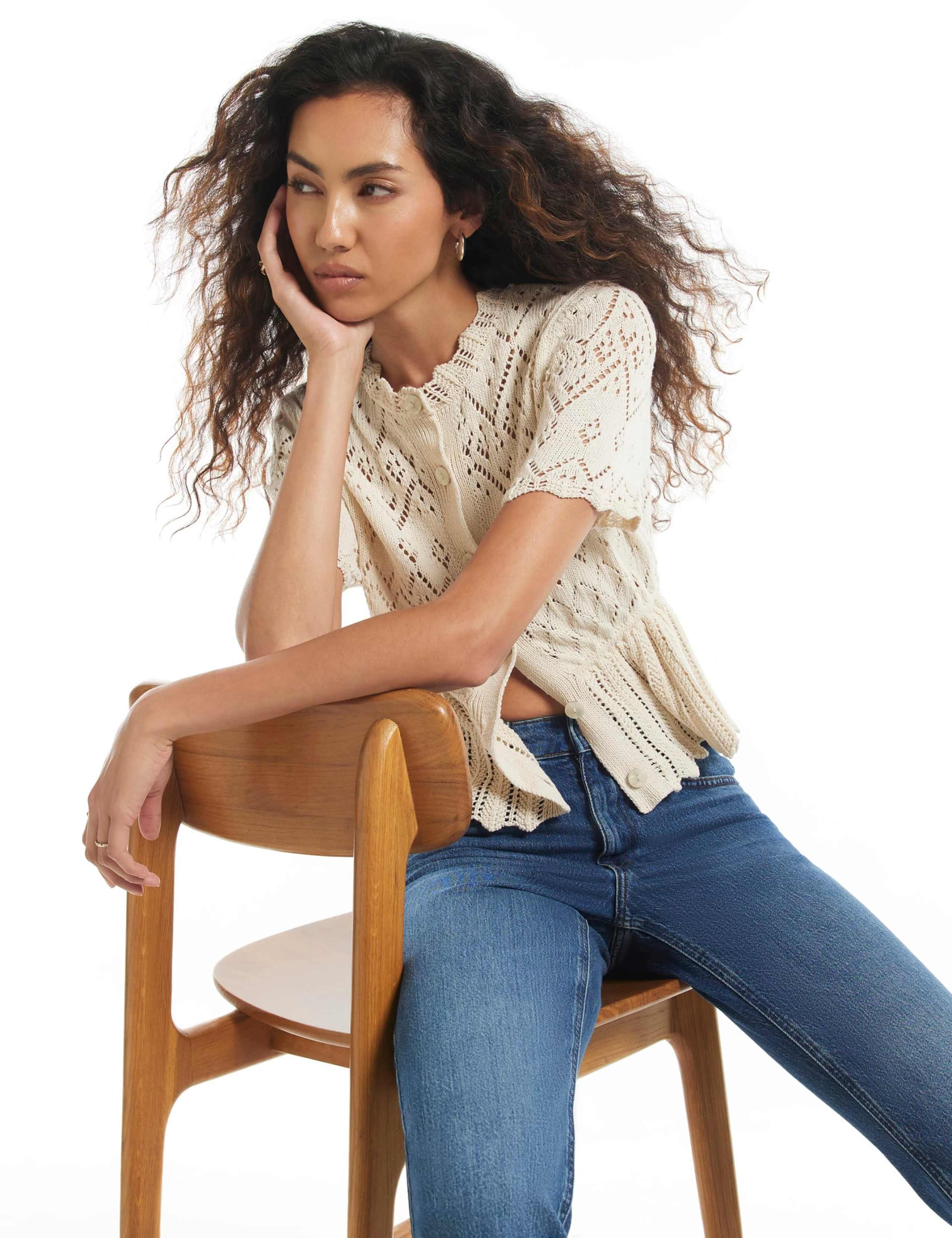 Pure Cotton Peplum Button Front Polo Top 6 of 6