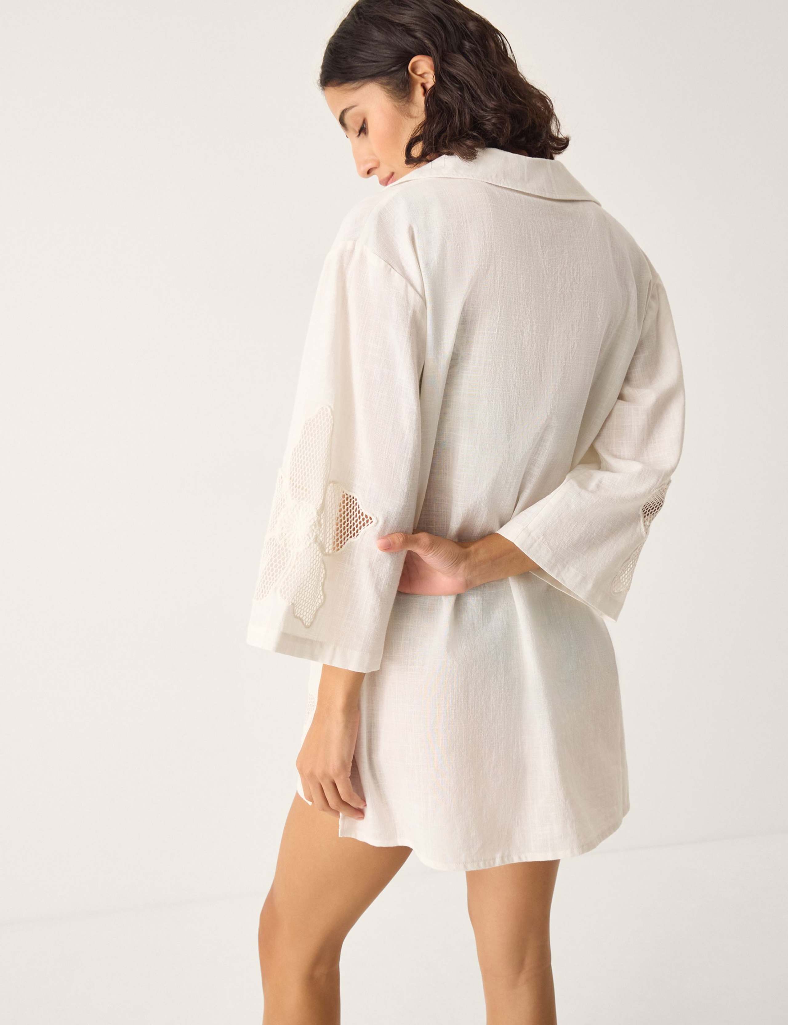 Pure Cotton Embroidered Beach Cover Up Shirt 5 of 5