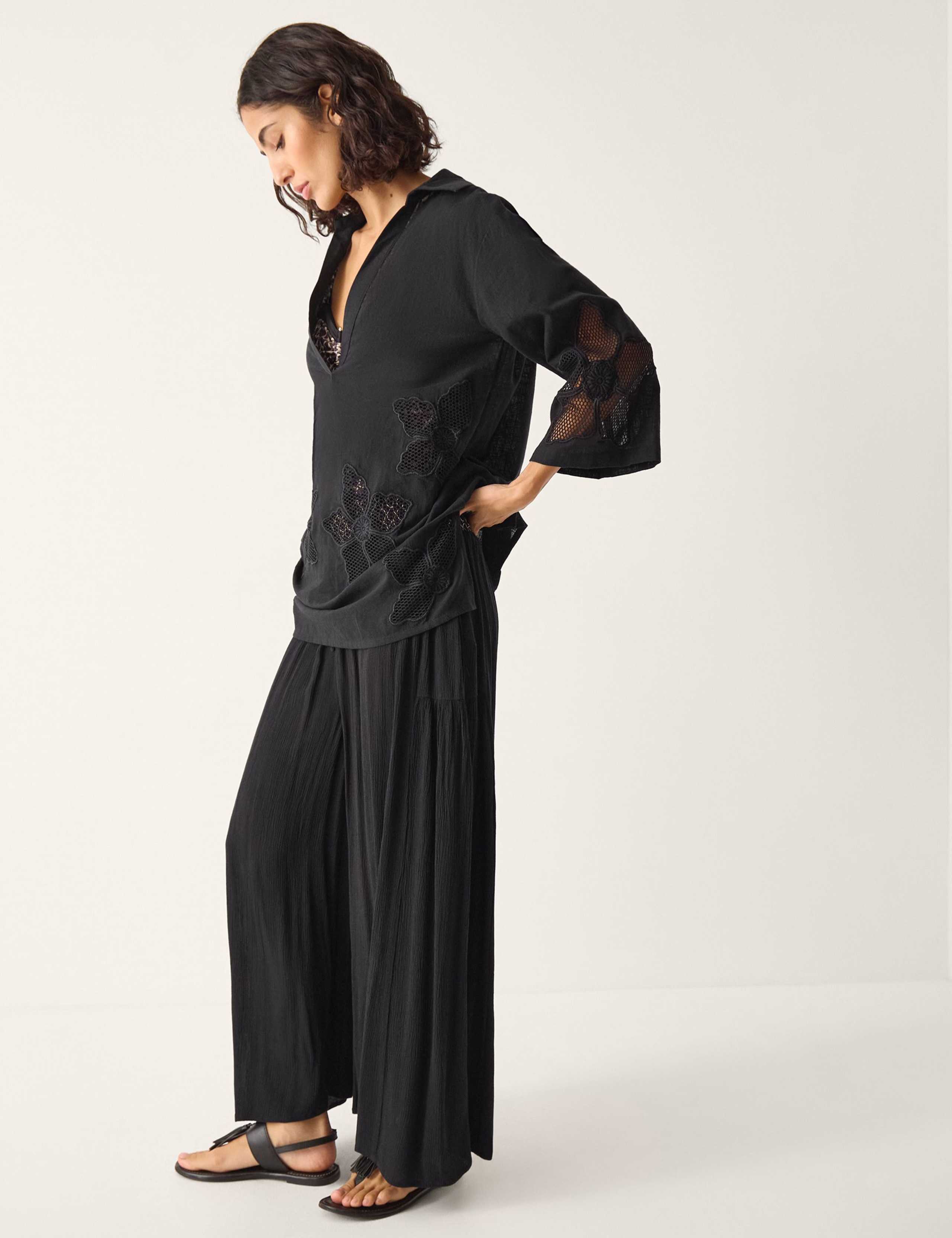 Pure Cotton Embroidered Beach Cover Up Shirt 3 of 5