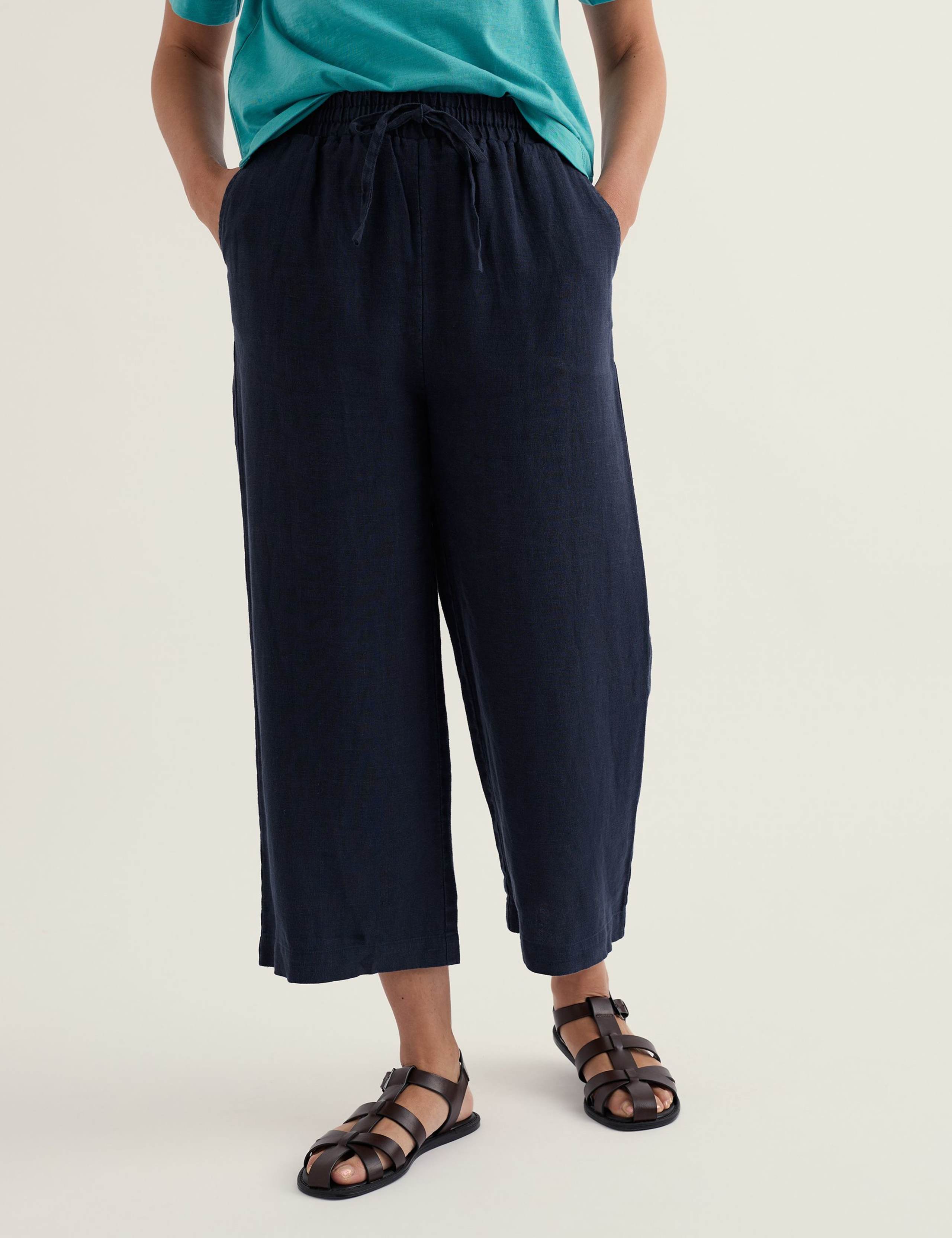 Pure Linen Drawstring Wide Leg Culottes 3 of 5