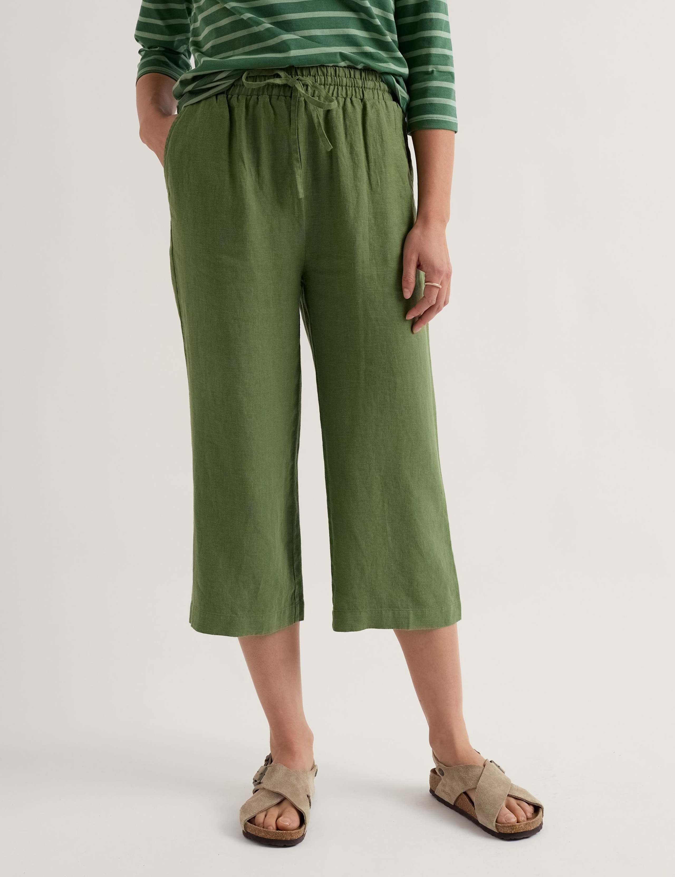 Pure Linen Drawstring Wide Leg Culottes 3 of 5
