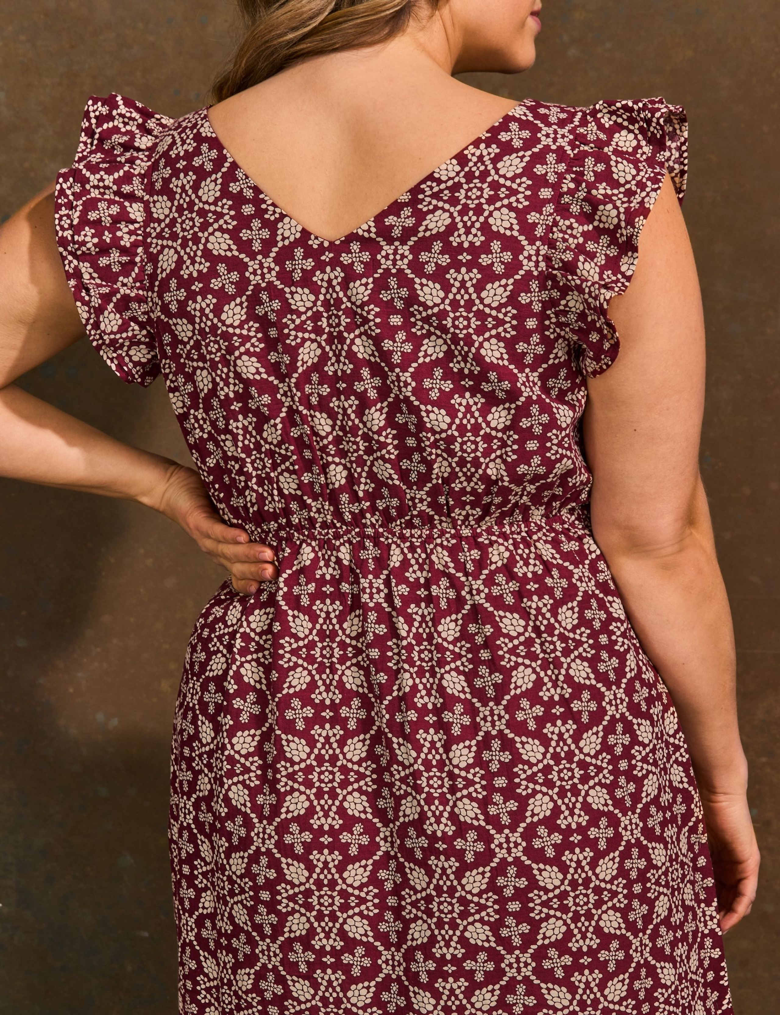 Boho Floral V-Neck Midi Tea Dress 3 of 7