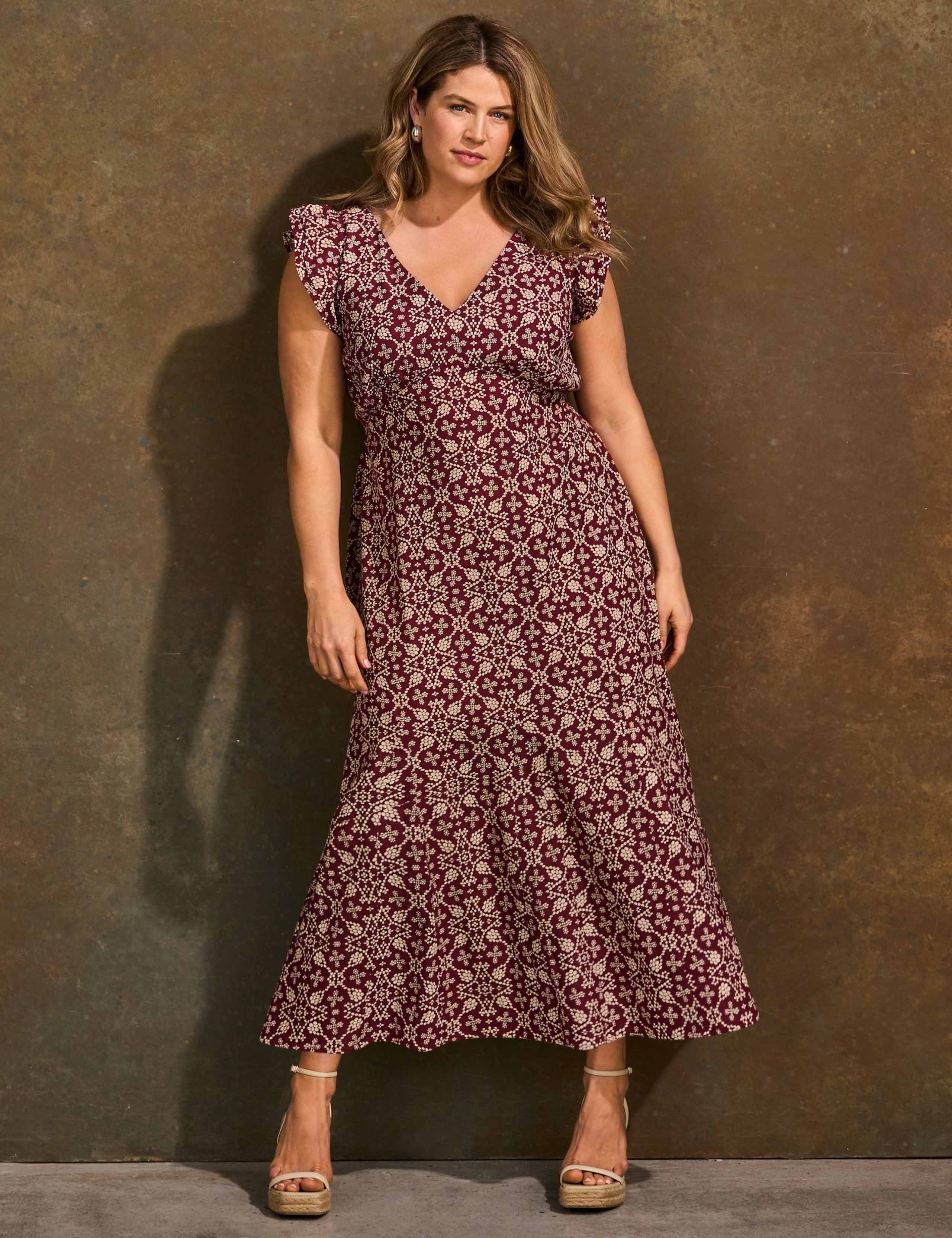 Boho Floral V-Neck Midi Tea Dress 6 of 7