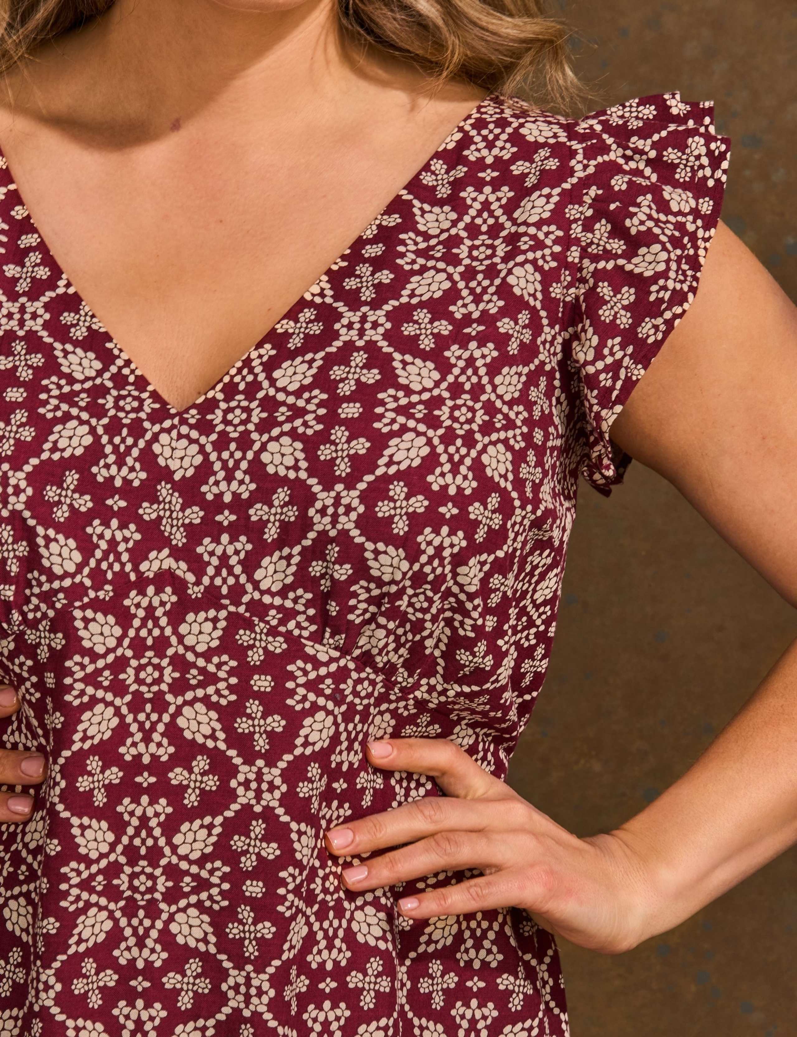 Boho Floral V-Neck Midi Tea Dress 7 of 7