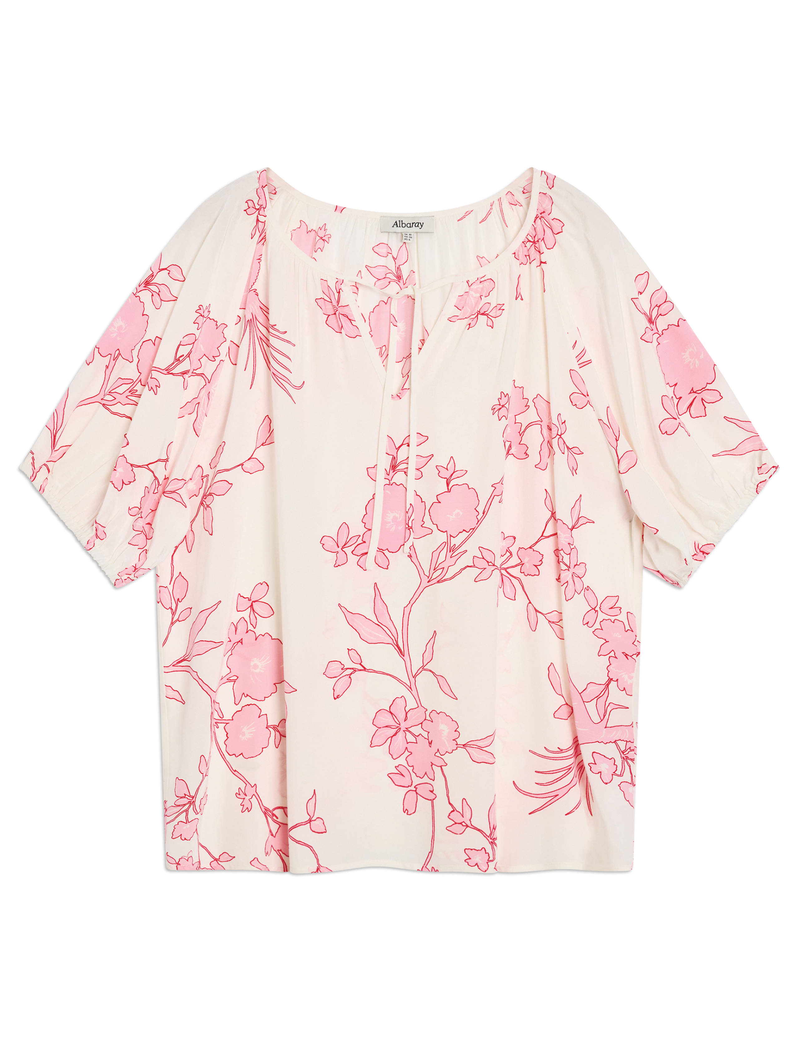 Floral Tie Neck Puff Sleeve Blouse 2 of 4