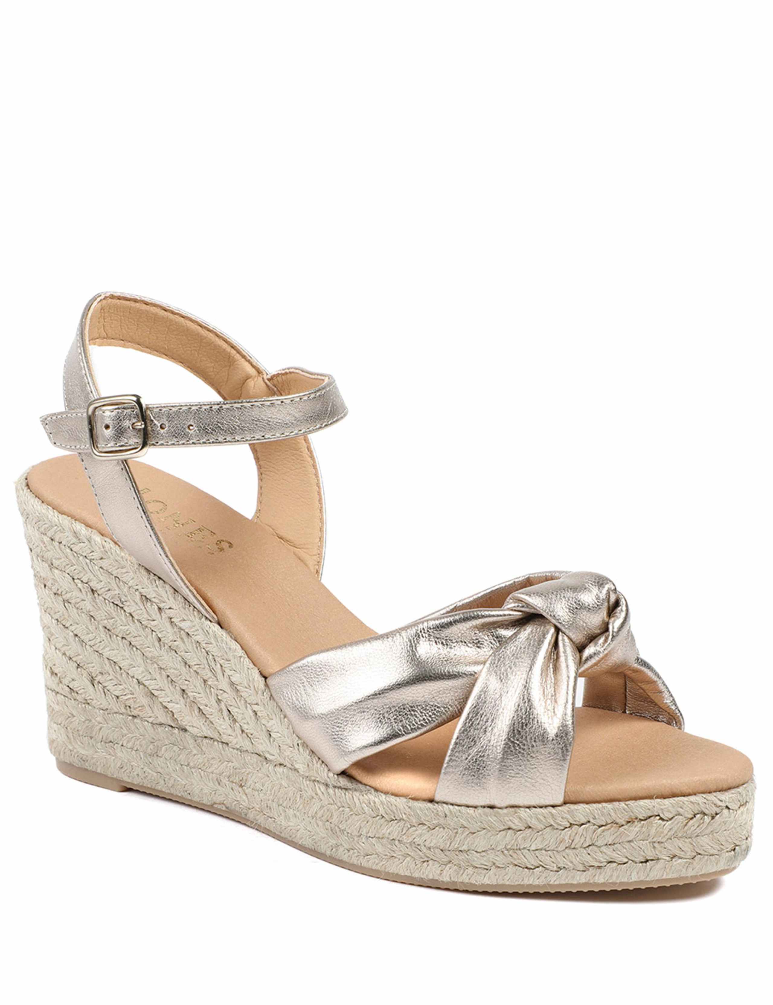 Suede Knot Ankle Strap Wedge Espadrilles 2 of 6