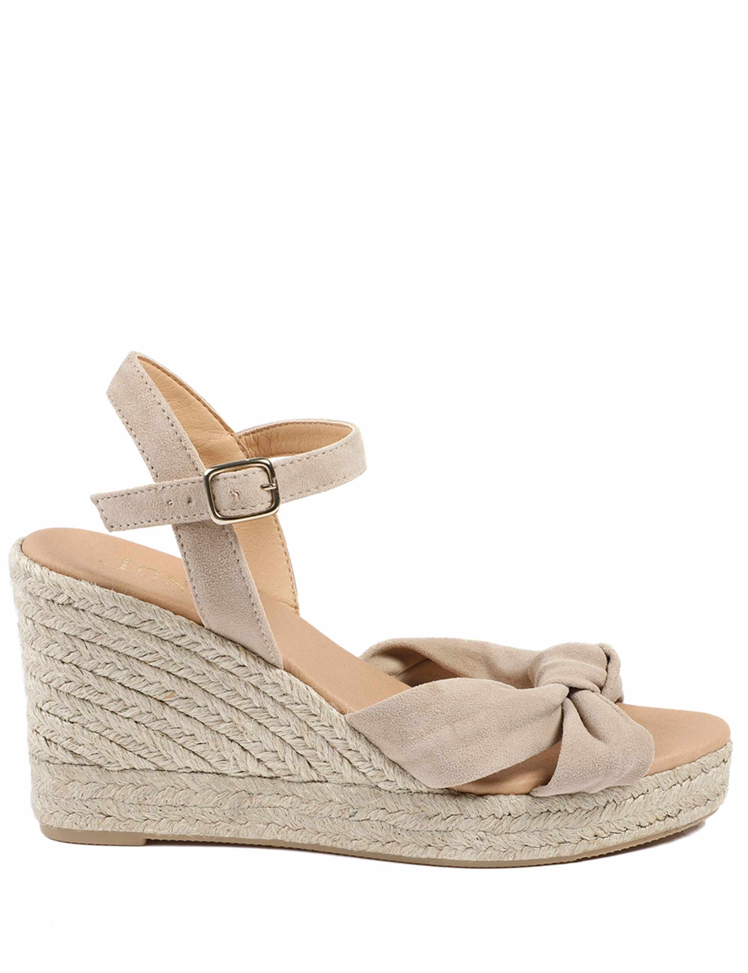 Suede Knot Ankle Strap Wedge Espadrilles 1 of 6
