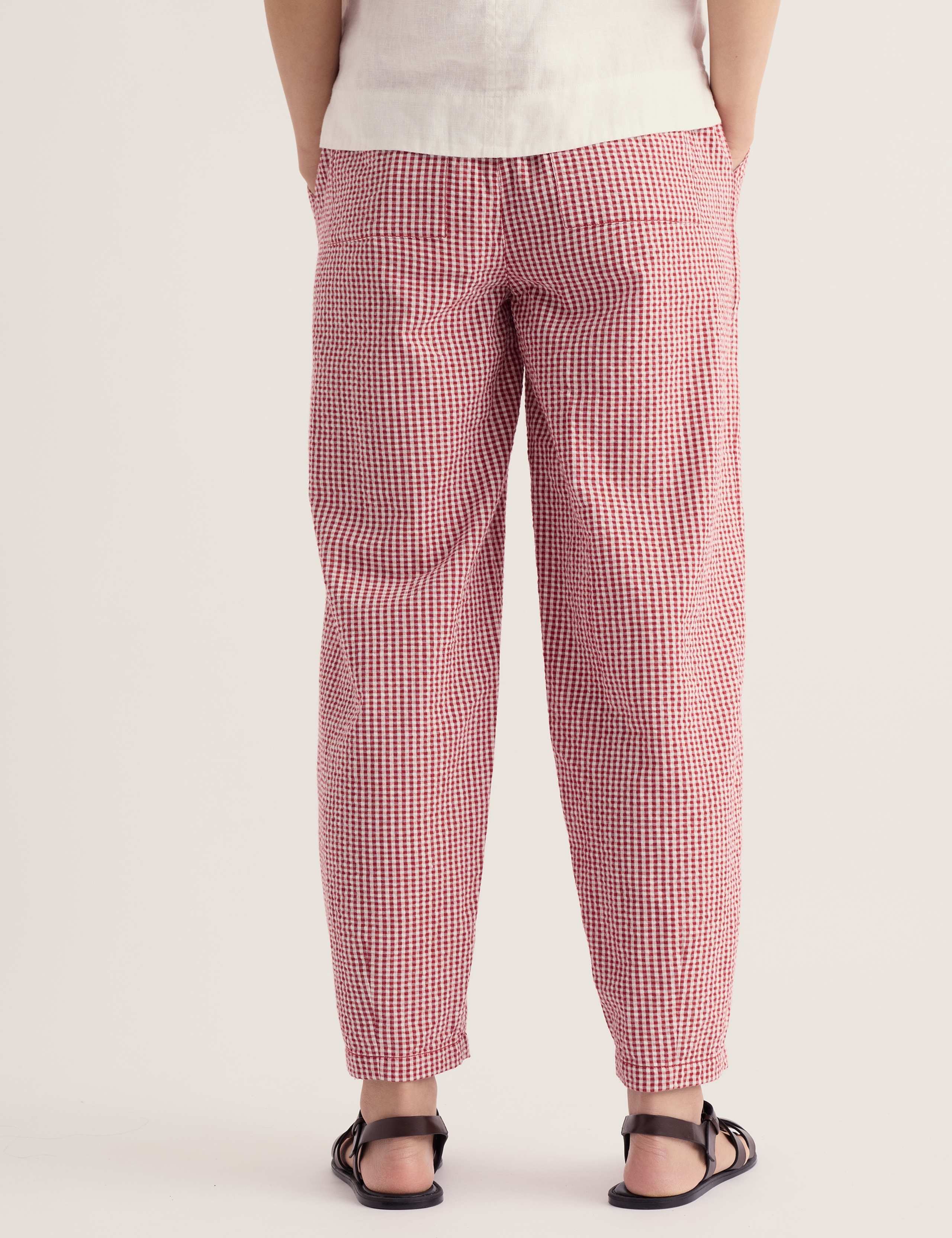 Pure Cotton Checked Tapered Trousers 4 of 5