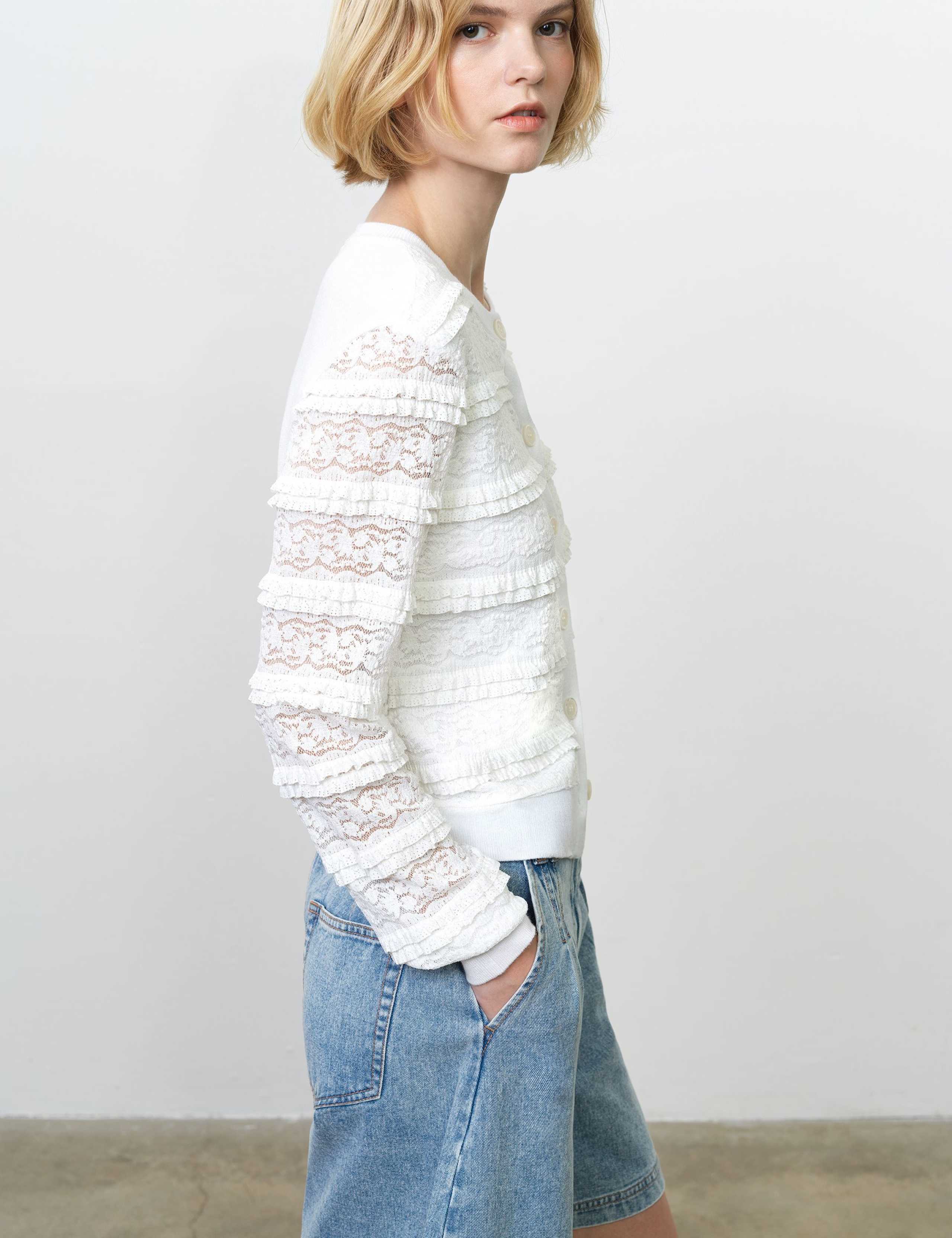 Lace Detail Ruffle Cardigan 5 of 6