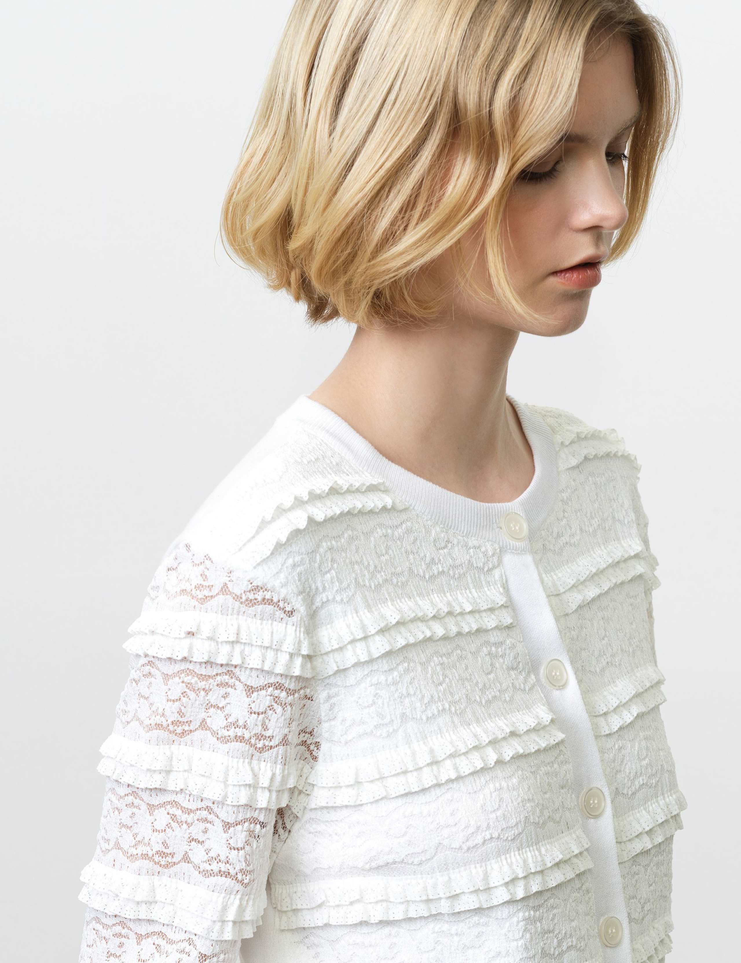 Lace Detail Ruffle Cardigan 6 of 6