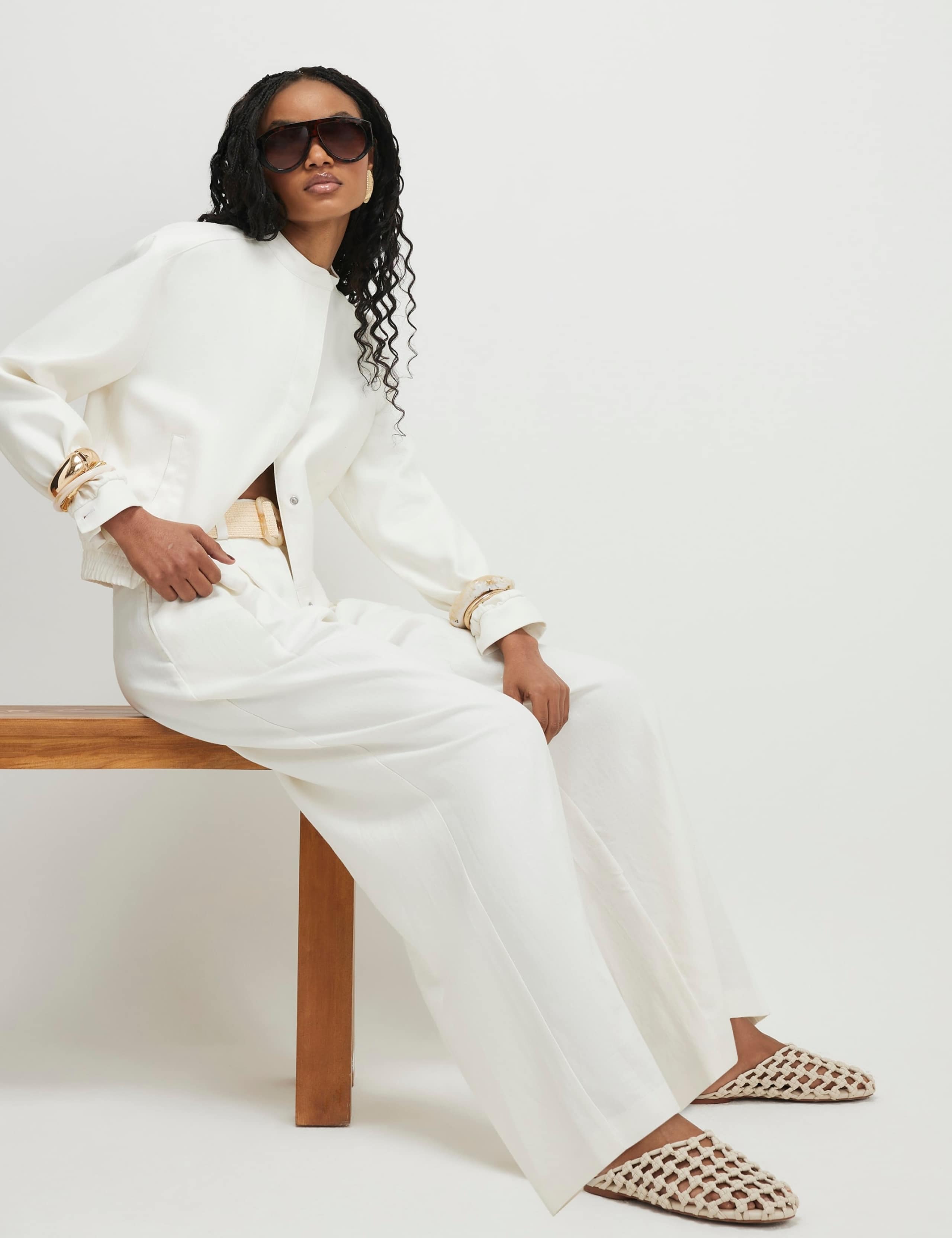 Belted Pleat Front Wide Leg Trousers 2 of 4