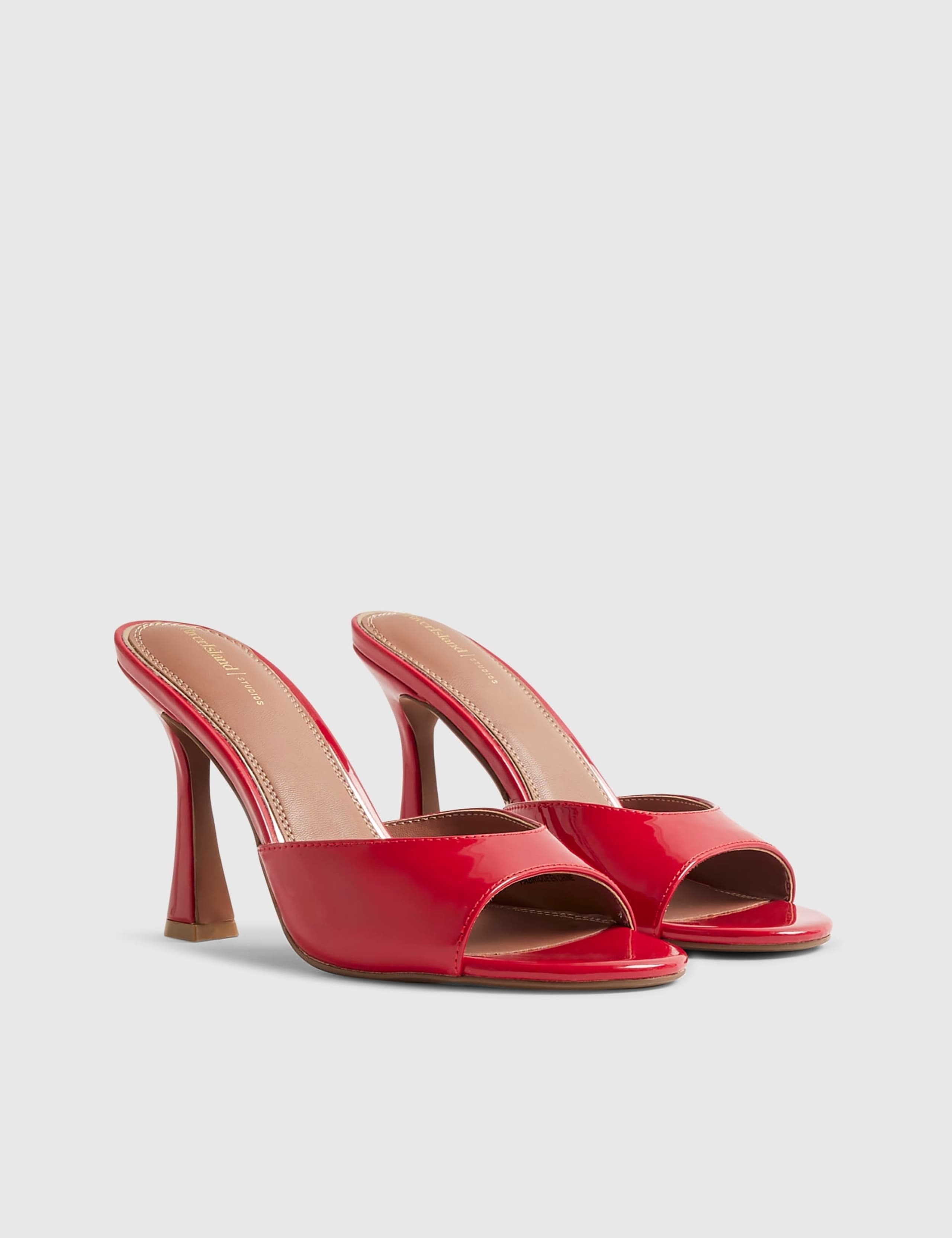 Patent Stiletto Heel Open Toe Mules 2 of 5