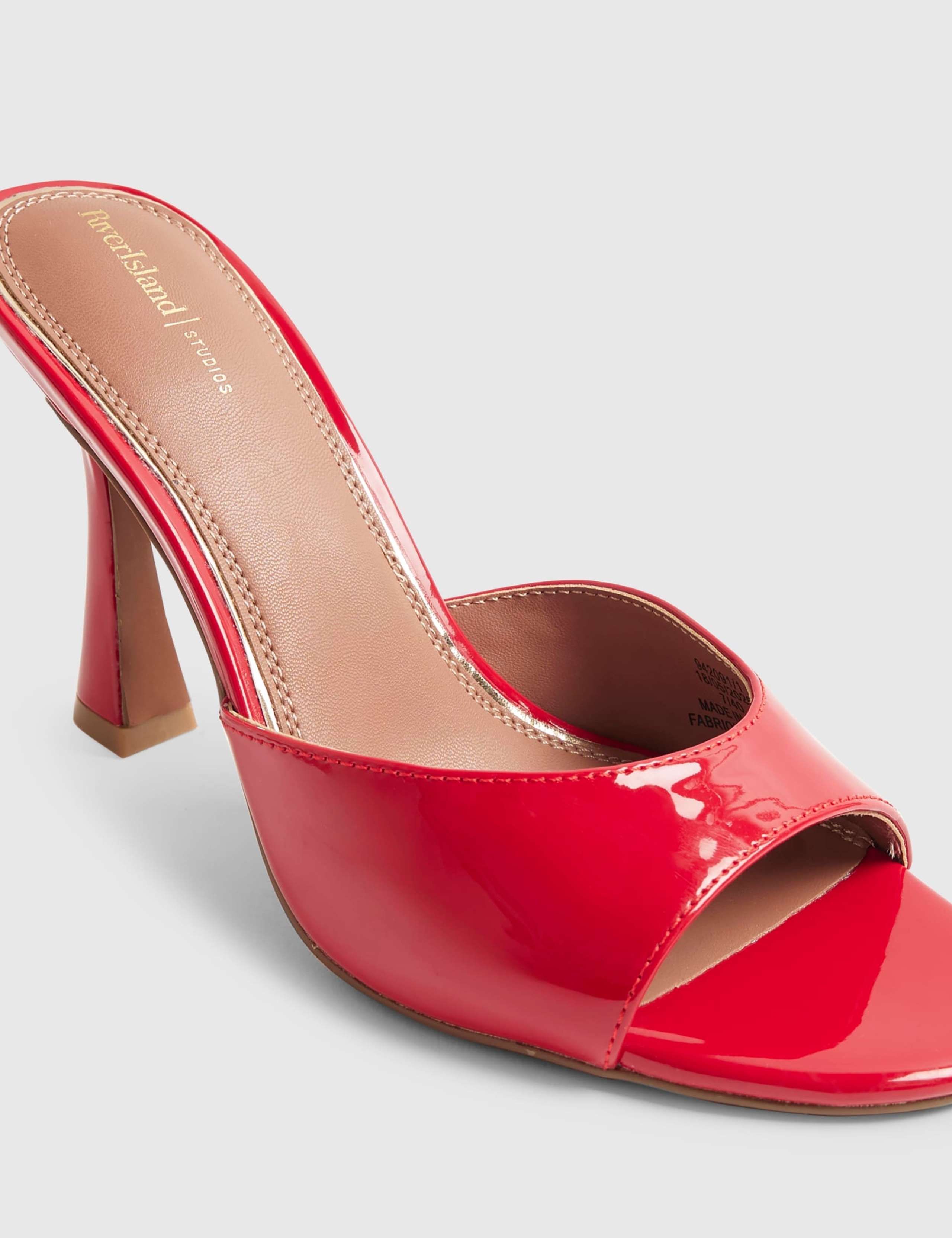 Patent Stiletto Heel Open Toe Mules 4 of 5
