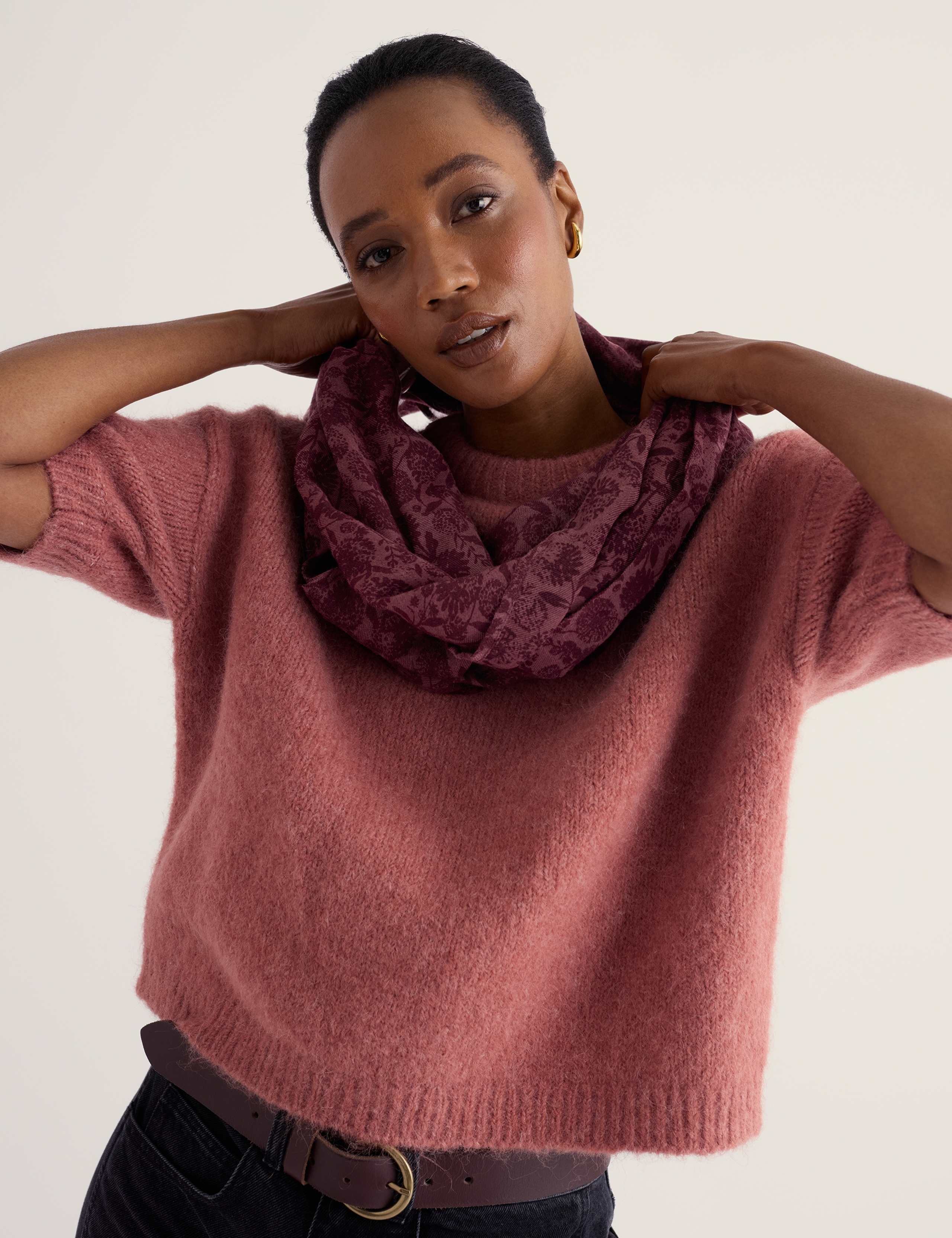 Floral Print Pull On Snood with Modal 1 of 4
