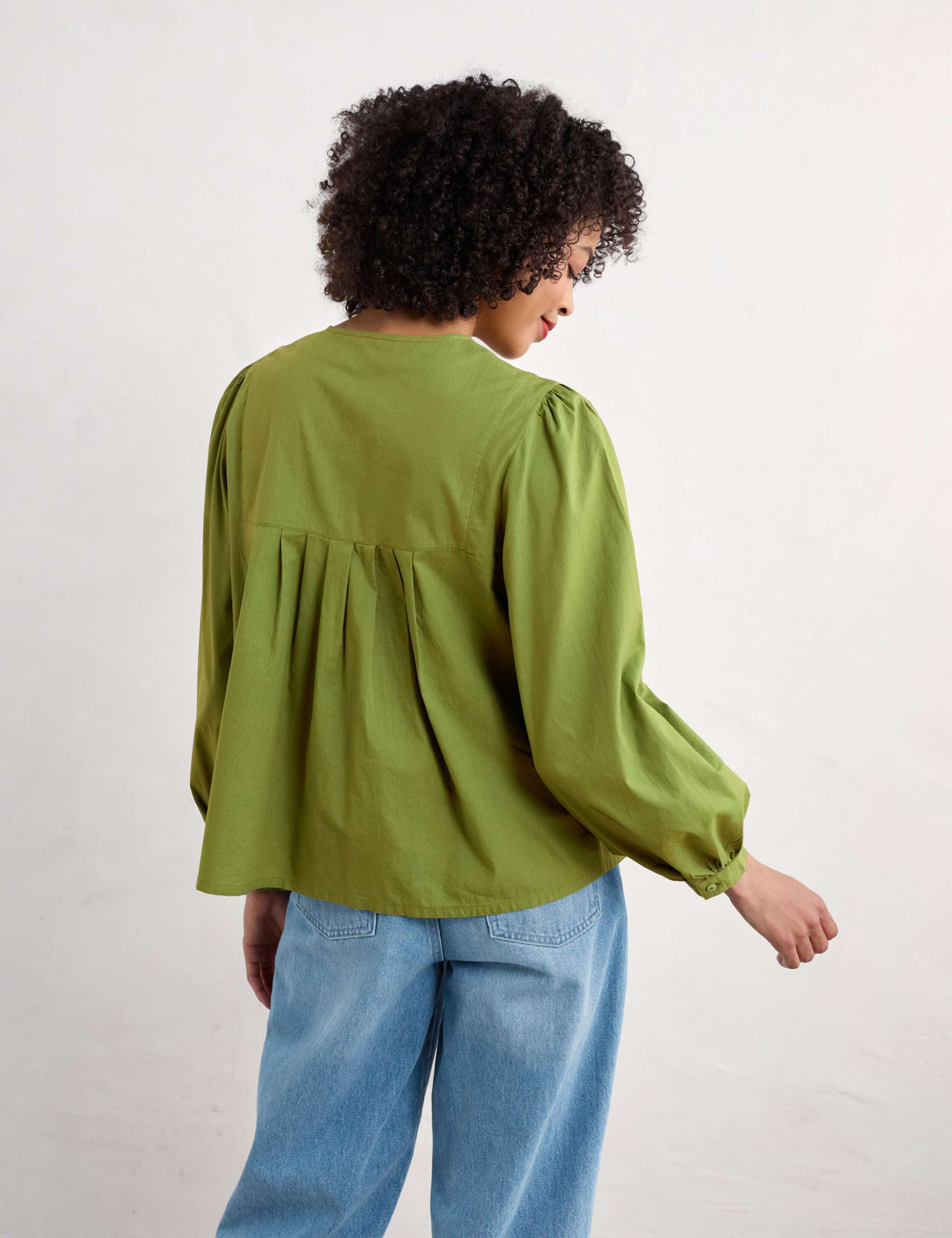 Pure Cotton Embroidered Pleat Detail Shirt 4 of 4