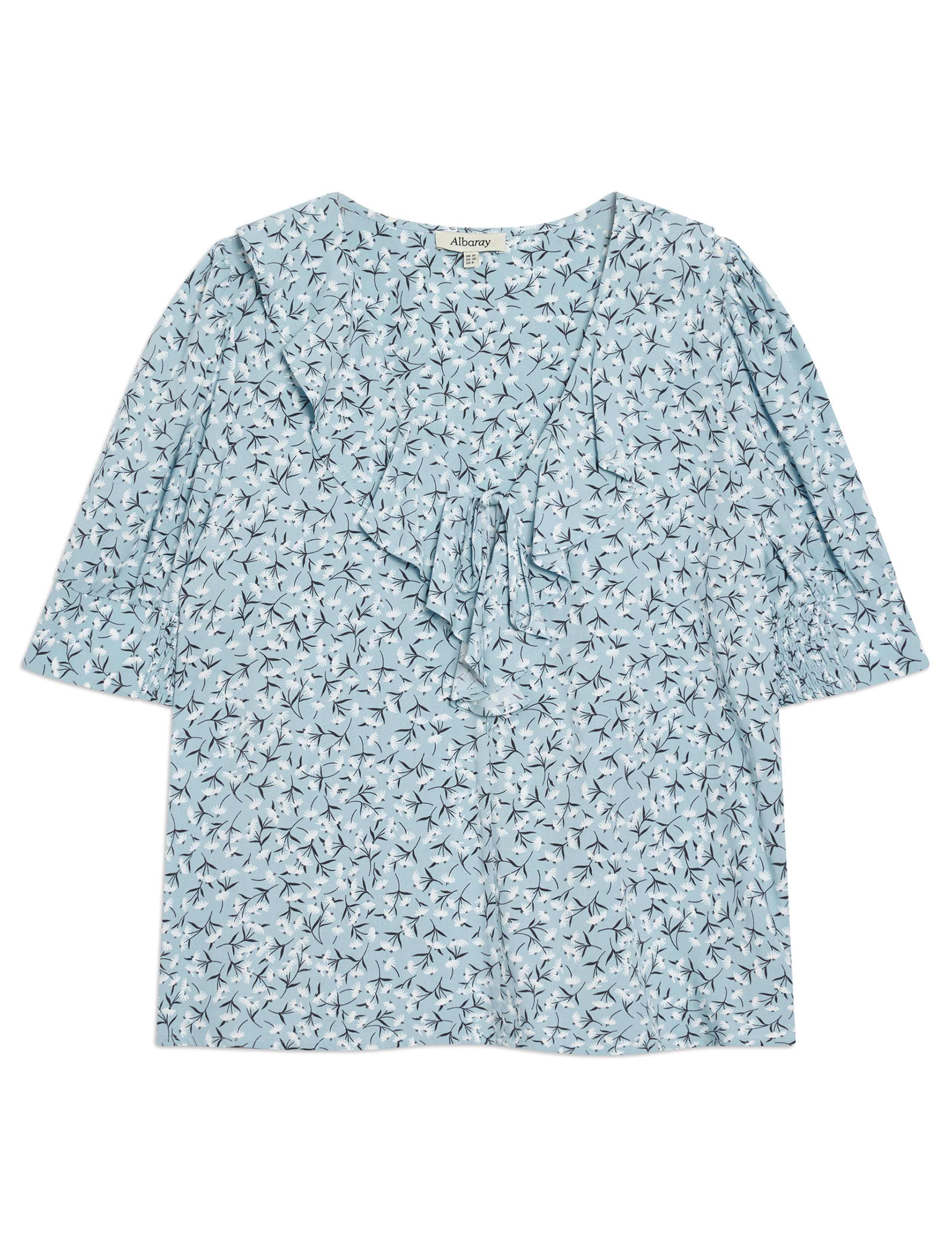 Floral Print Notch Neck Ruffle Blouse 2 of 4