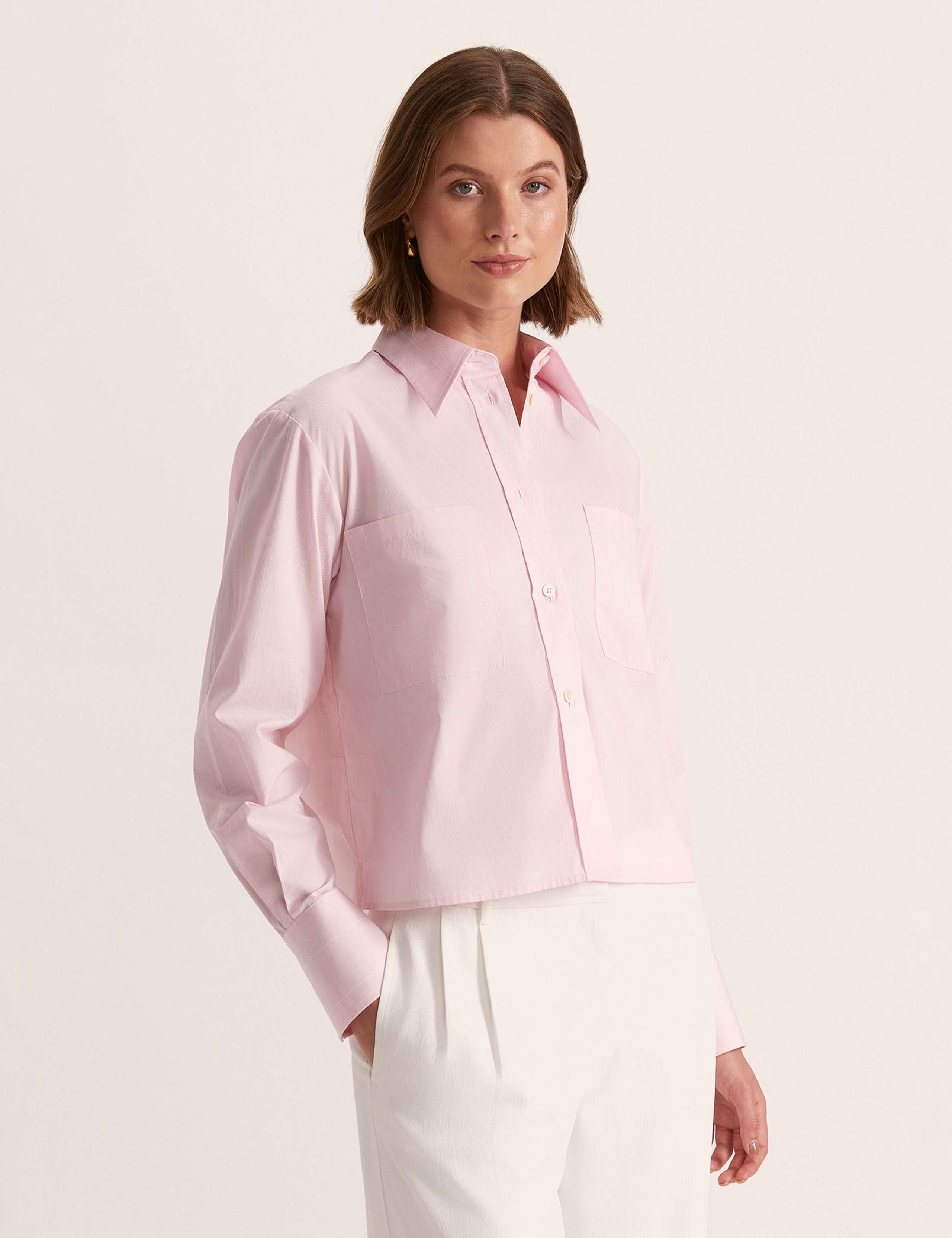 Pure Cotton Striped Cropped Shirt 3 of 6