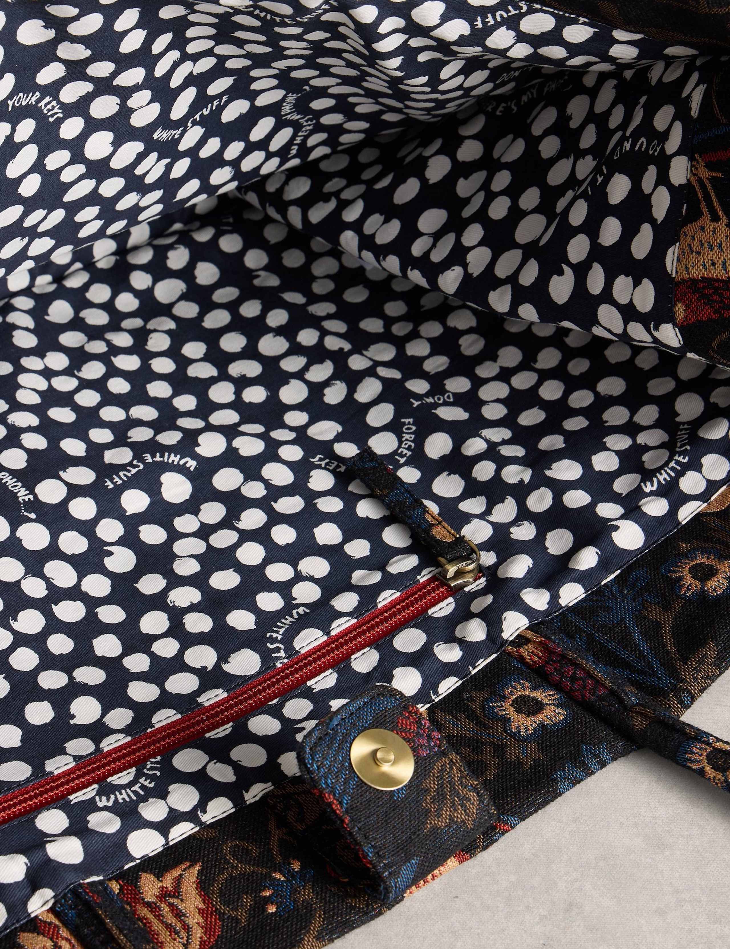 Cotton Blend Floral Jacquard Tote Bag 4 of 4