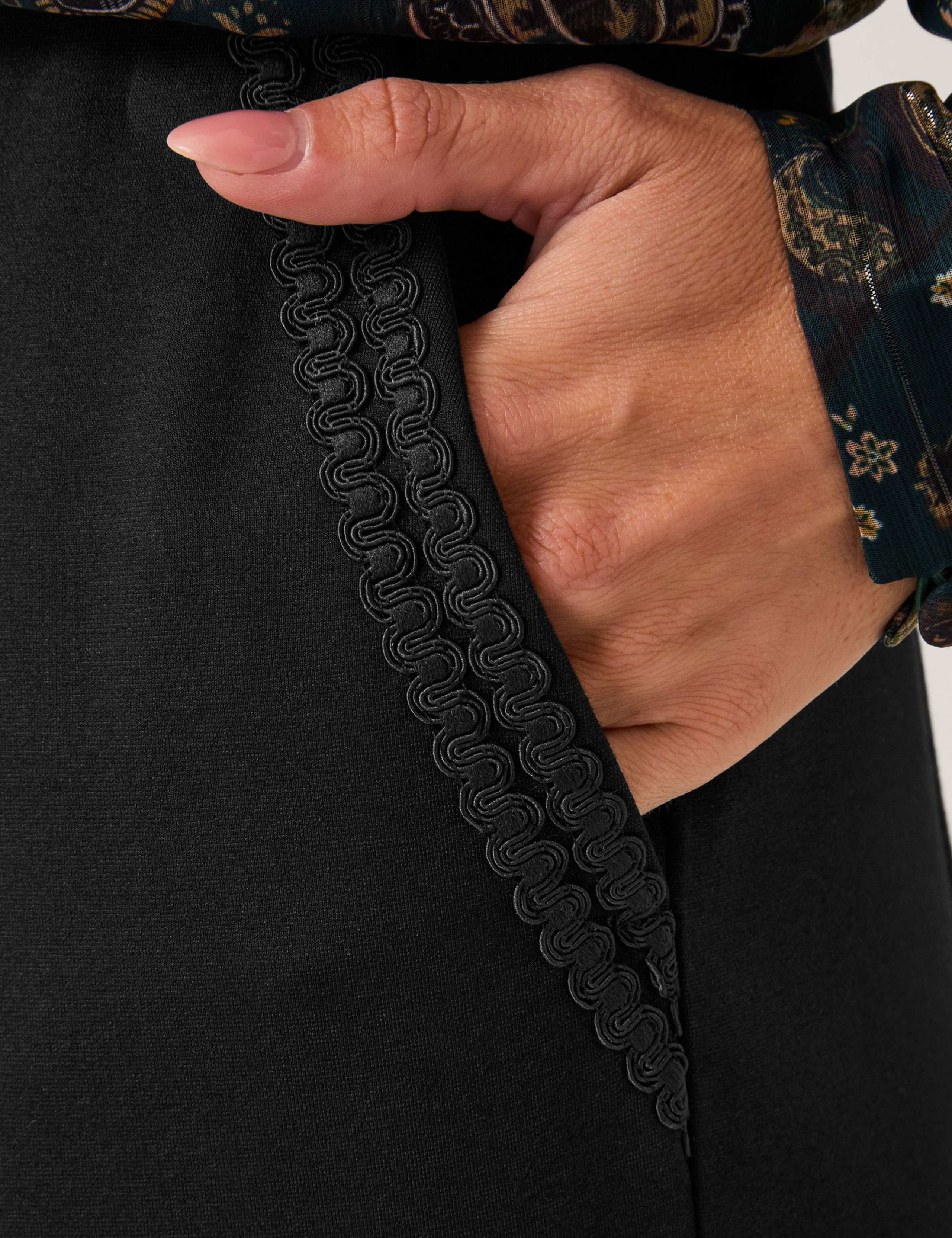 Ponte Embroidered Wide Leg Trousers 3 of 3