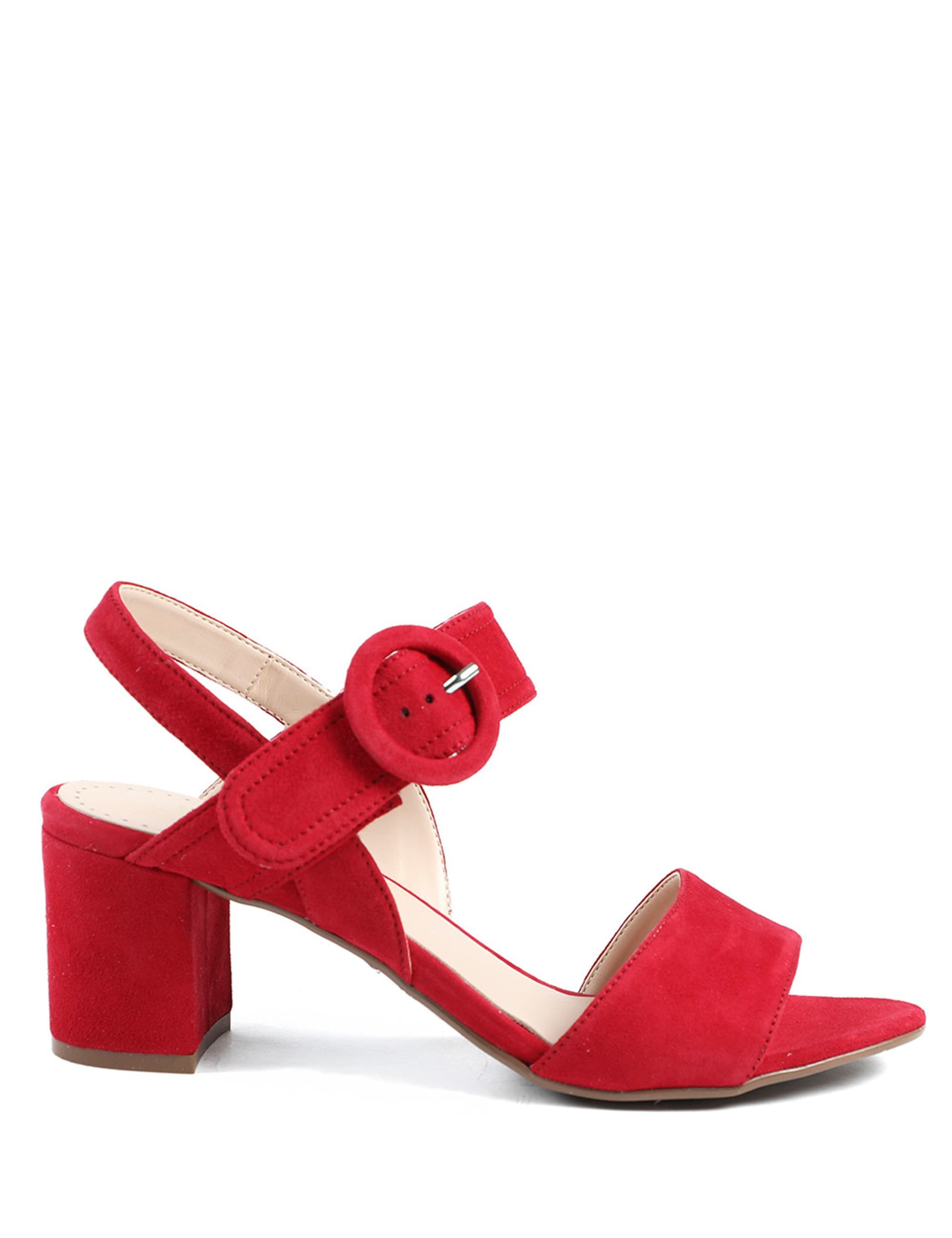 Suede Buckle Ankle Strap Block Heel Sandals 1 of 5