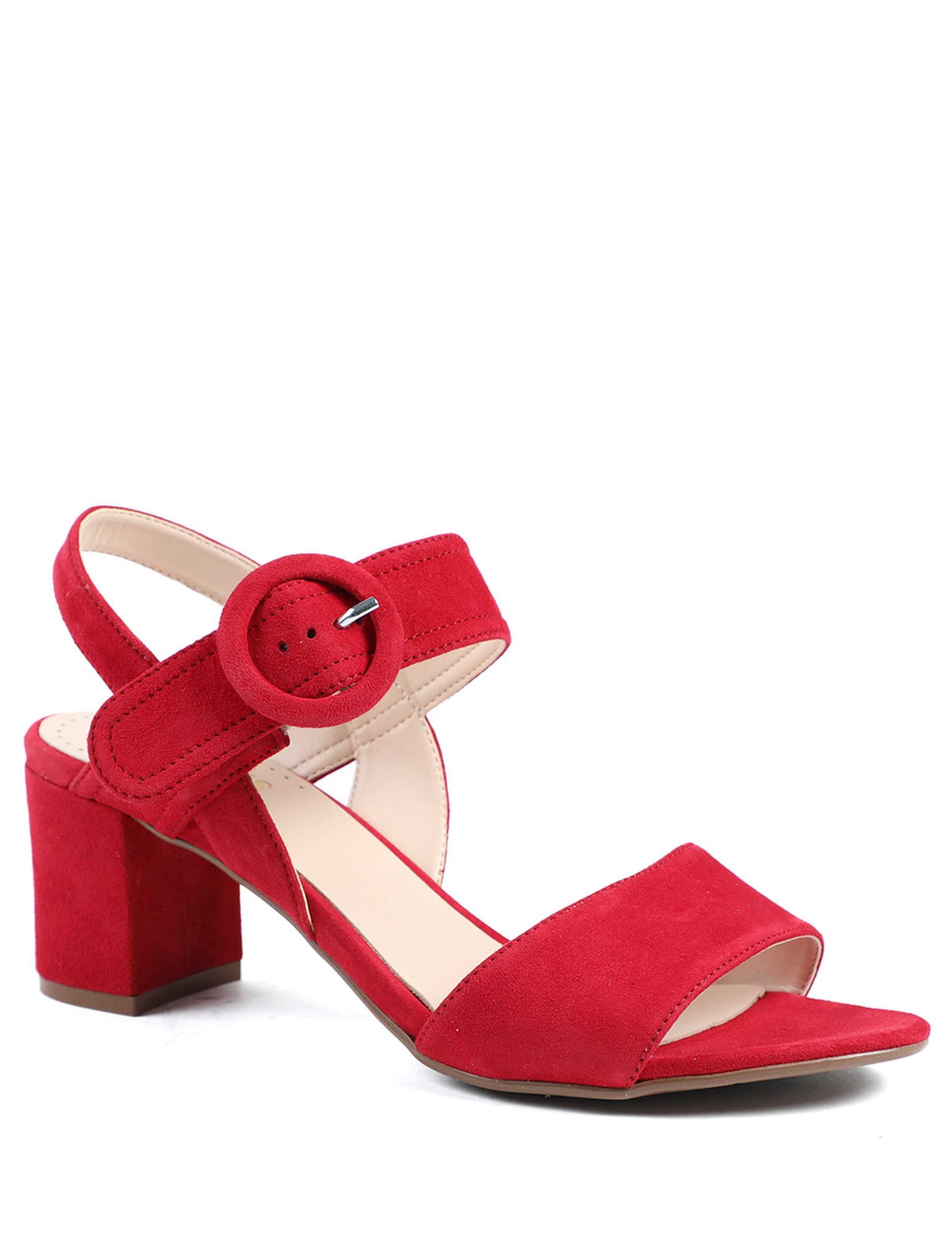 Suede Buckle Ankle Strap Block Heel Sandals 2 of 5