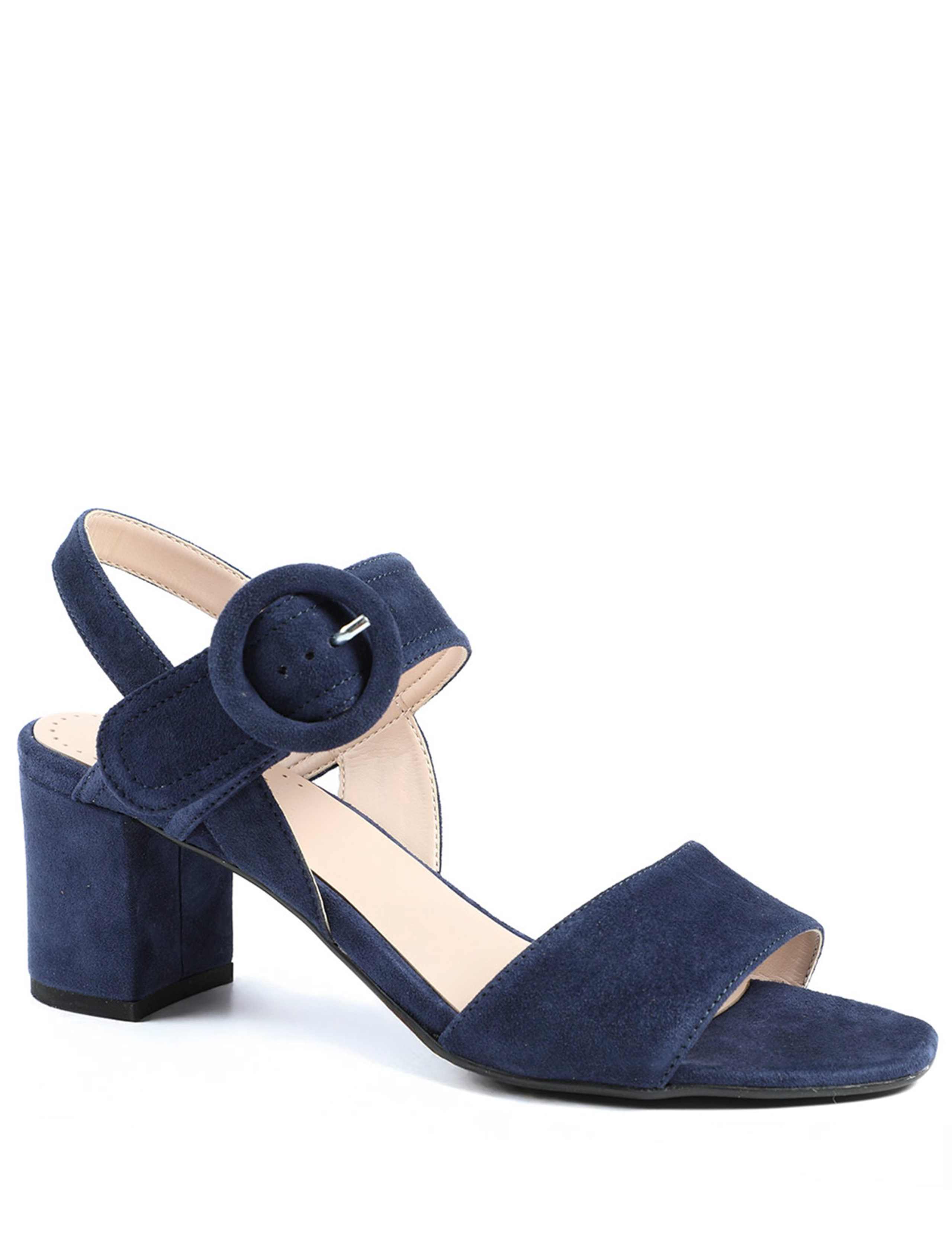 Suede Buckle Ankle Strap Block Heel Sandals 2 of 5