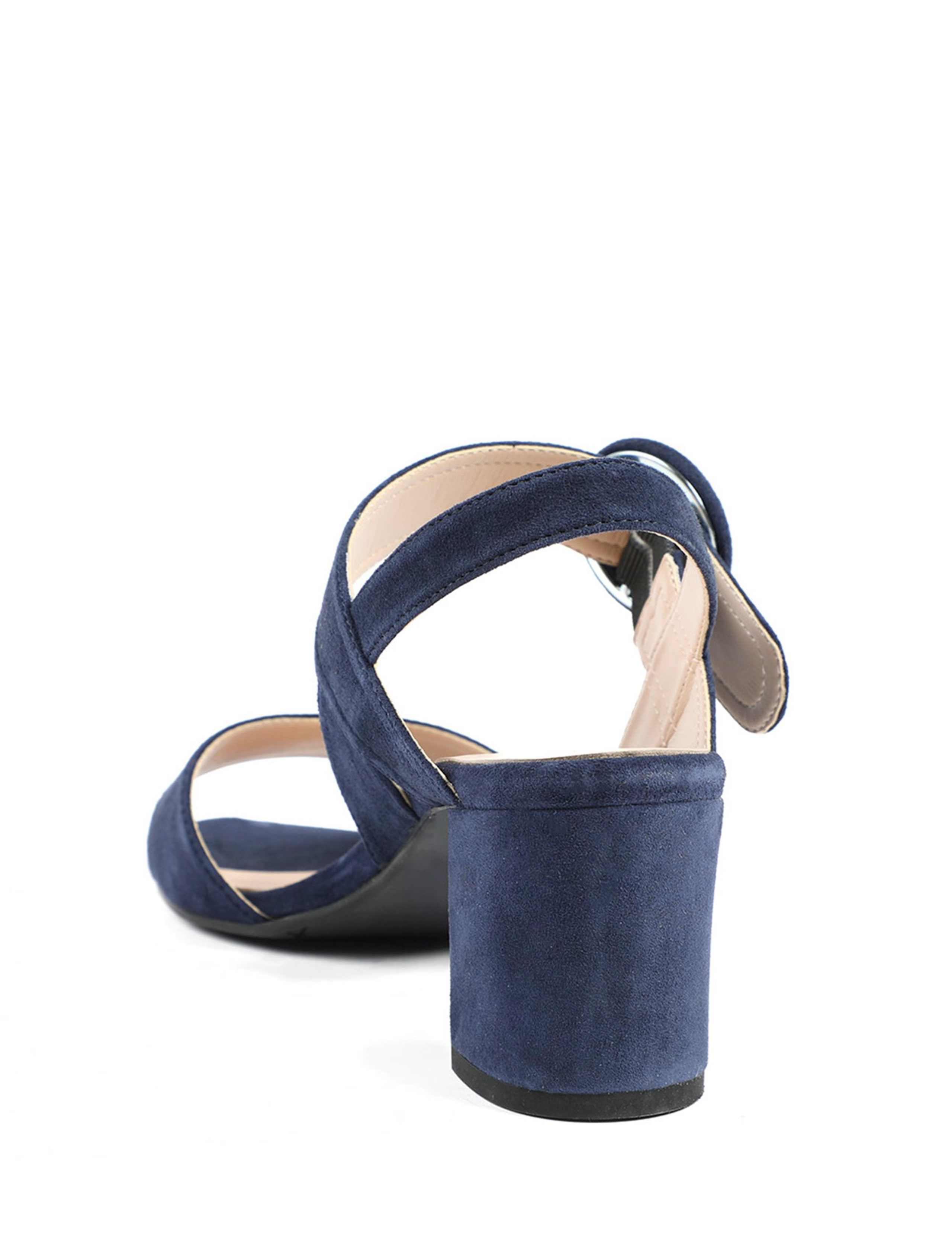 Suede Buckle Ankle Strap Block Heel Sandals 4 of 5