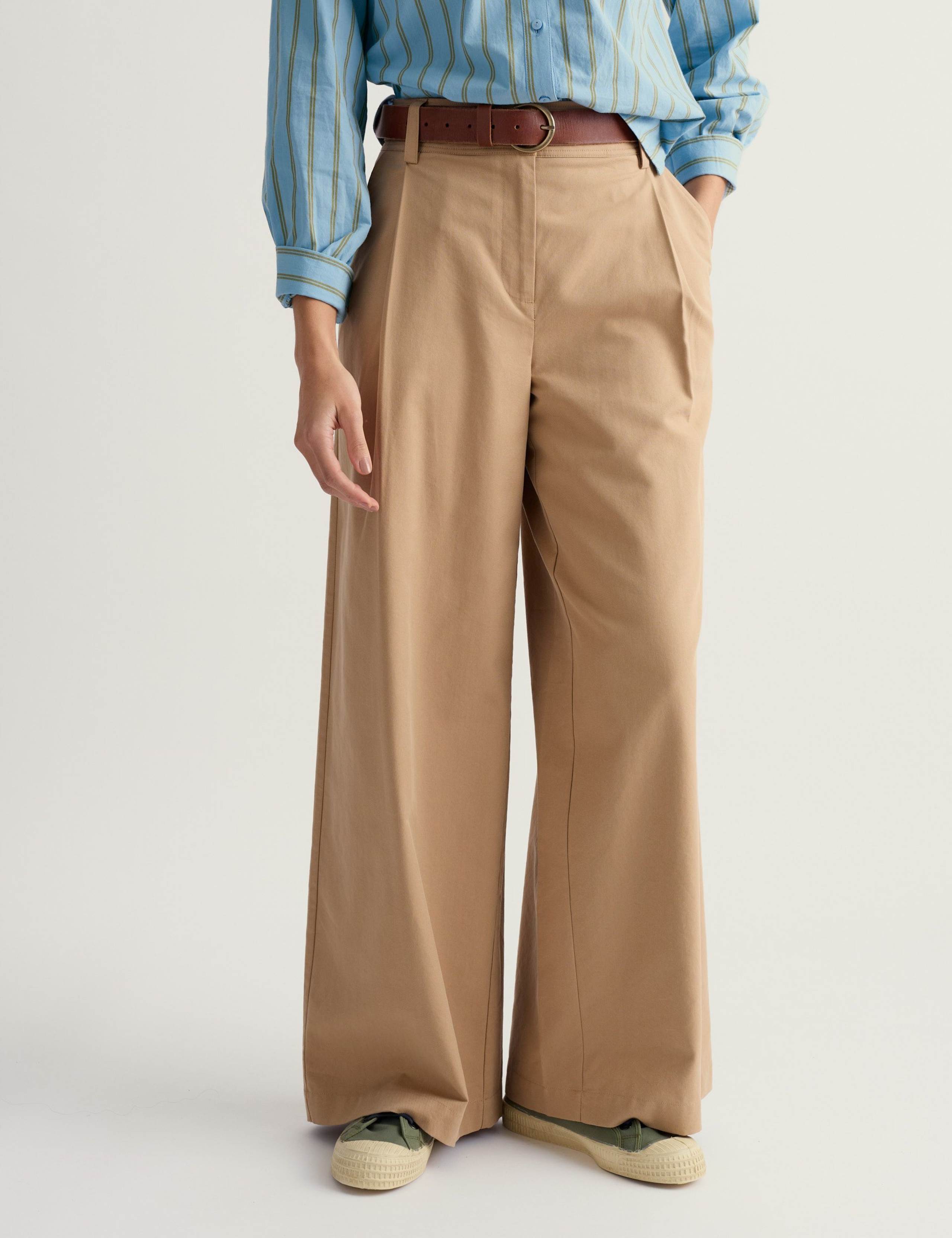 Cotton Rich Pleat Front Wide Leg Chinos 3 of 5