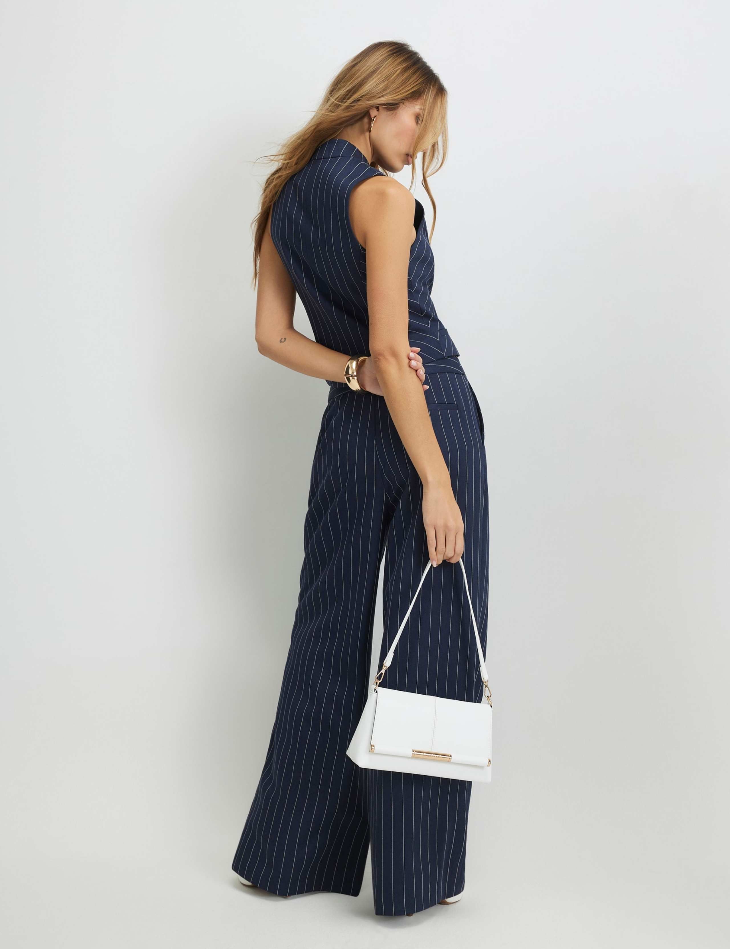 Pinstripe Tailored Wide Leg Trousers 4 of 4