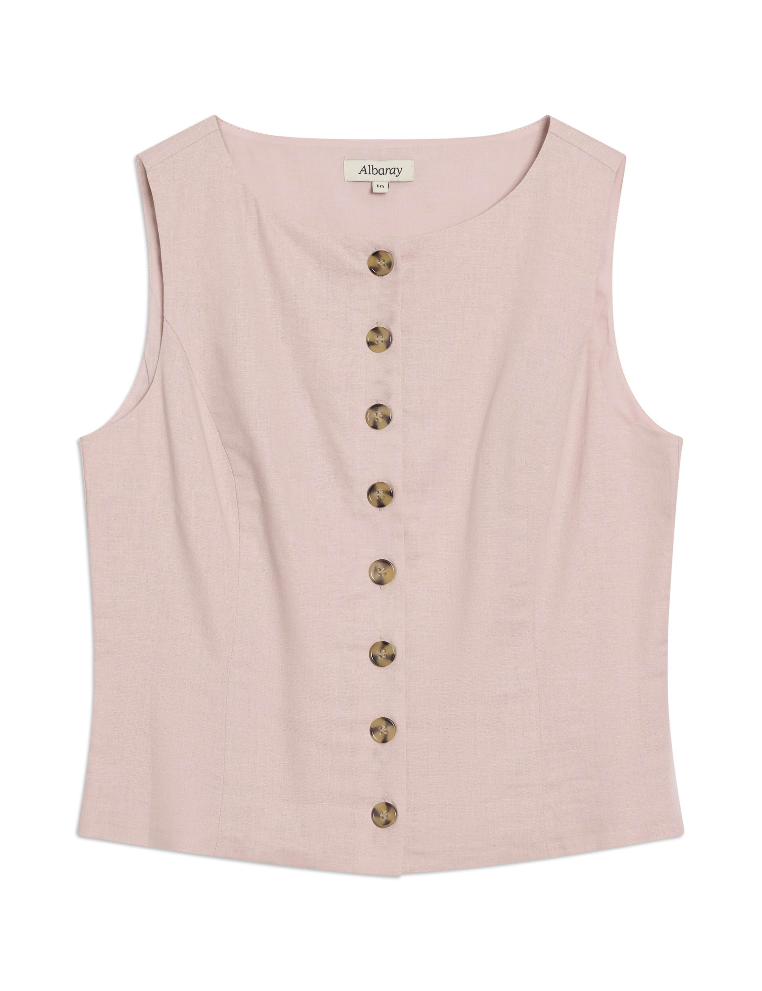 Linen Blend Single Breasted Cropped Waistcoat 2 of 5