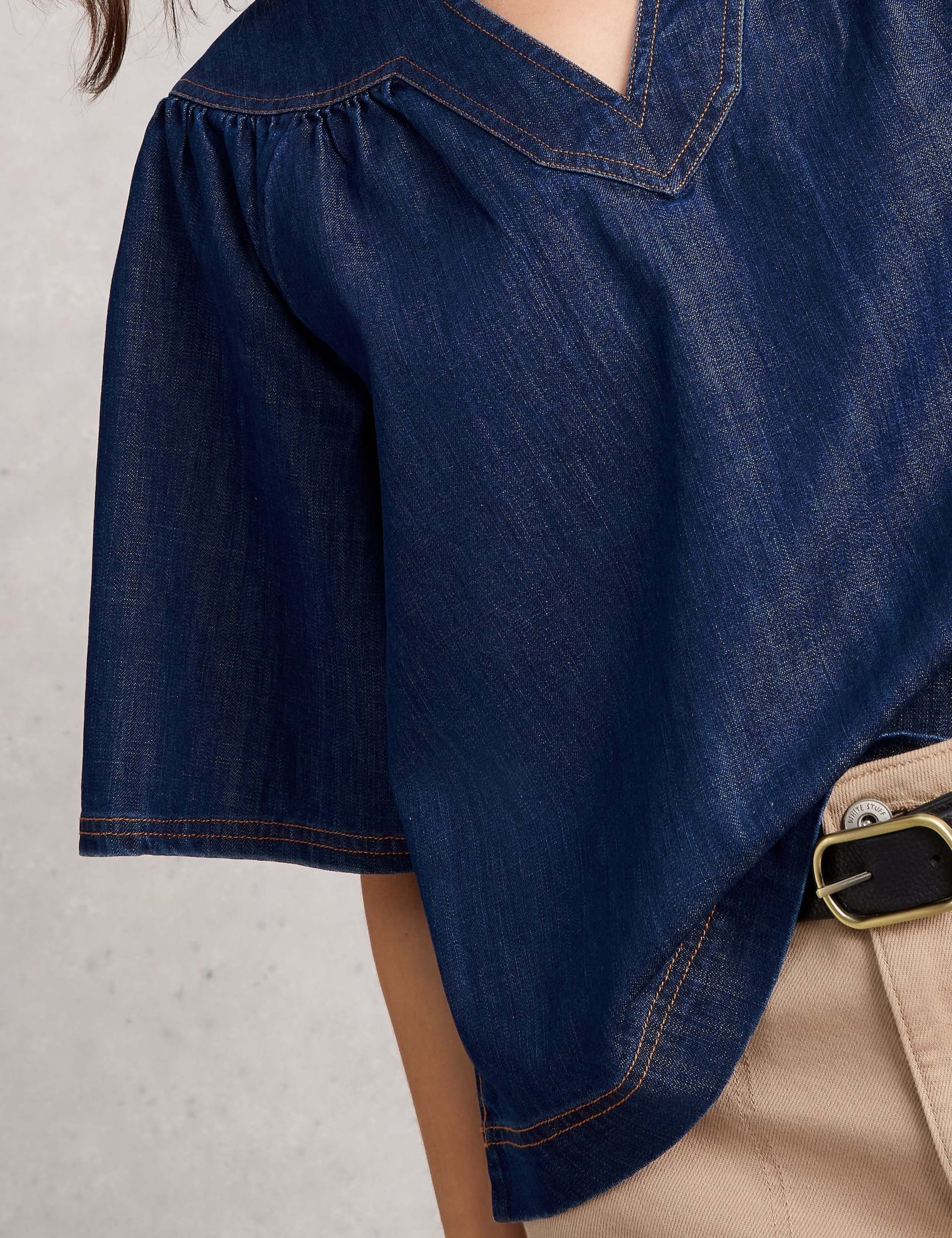 Denim V-Neck Blouse 6 of 6