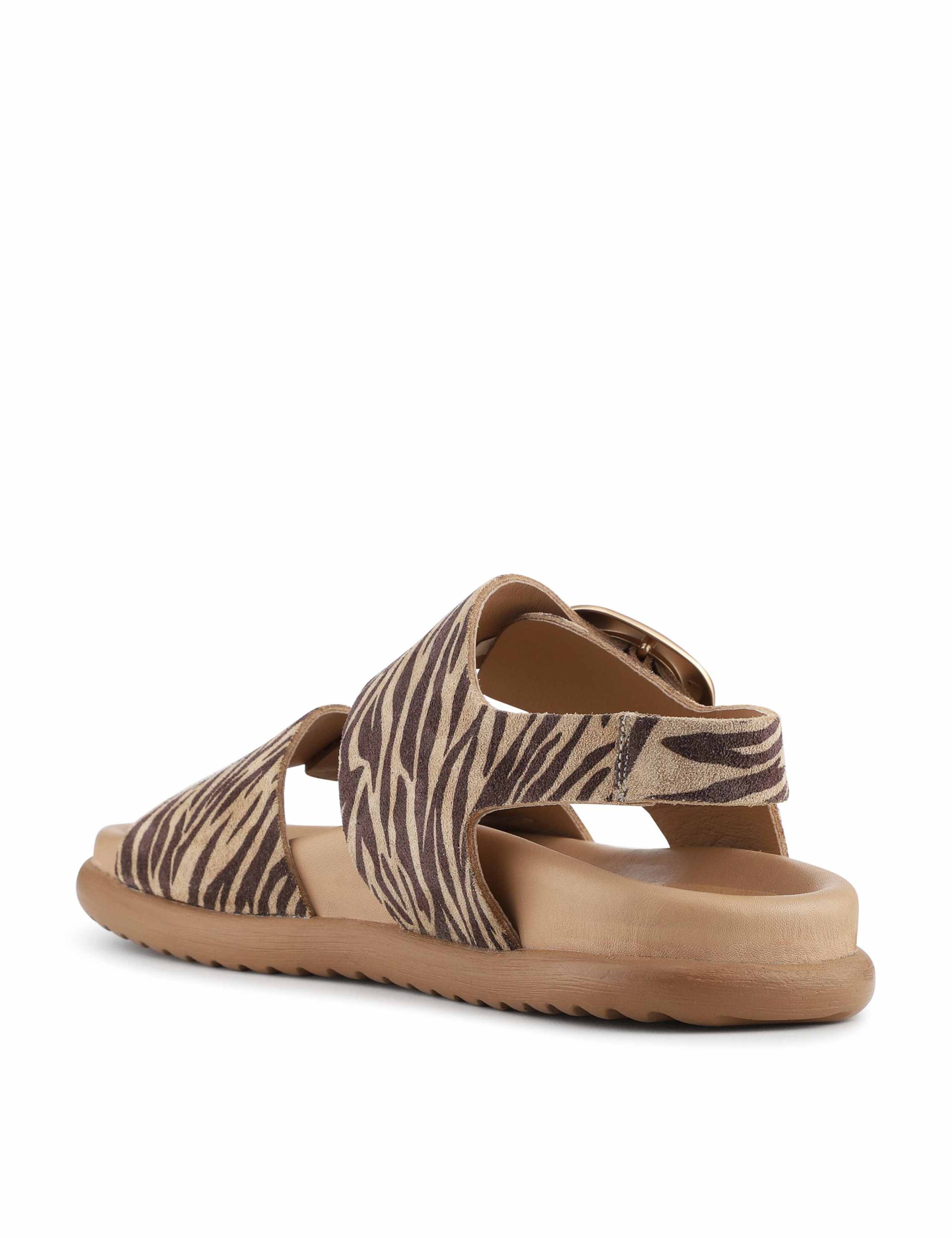 Leather Zebra Buckle Flatform Slingback Sandals 5 of 6