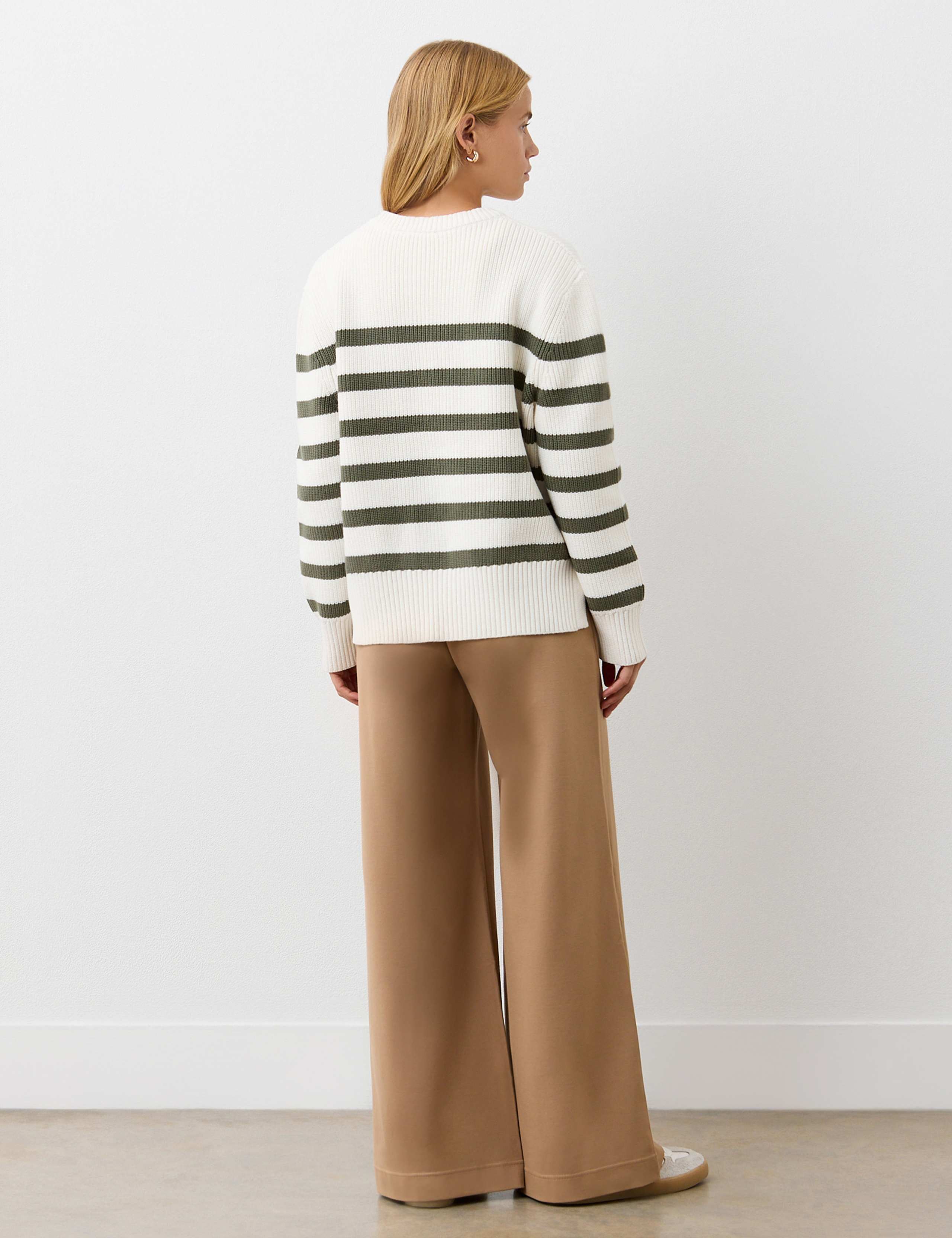 Cotton Rich Striped Ribbed Crew Neck Jumper 3 of 4