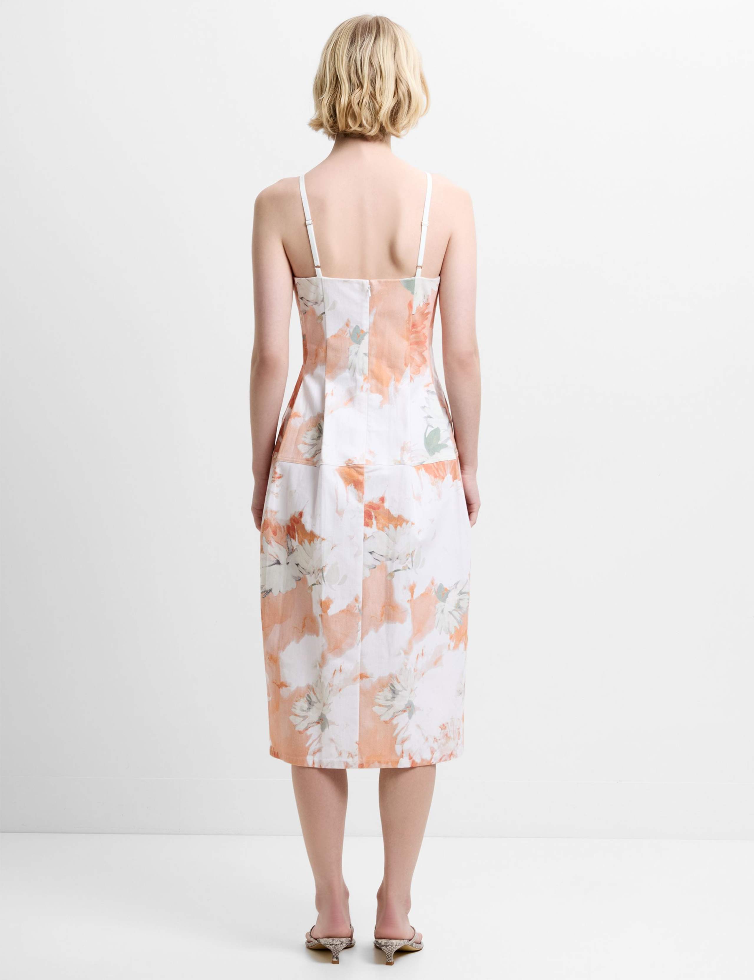 Denim Floral Square Neck Midi Skater Dress 3 of 6