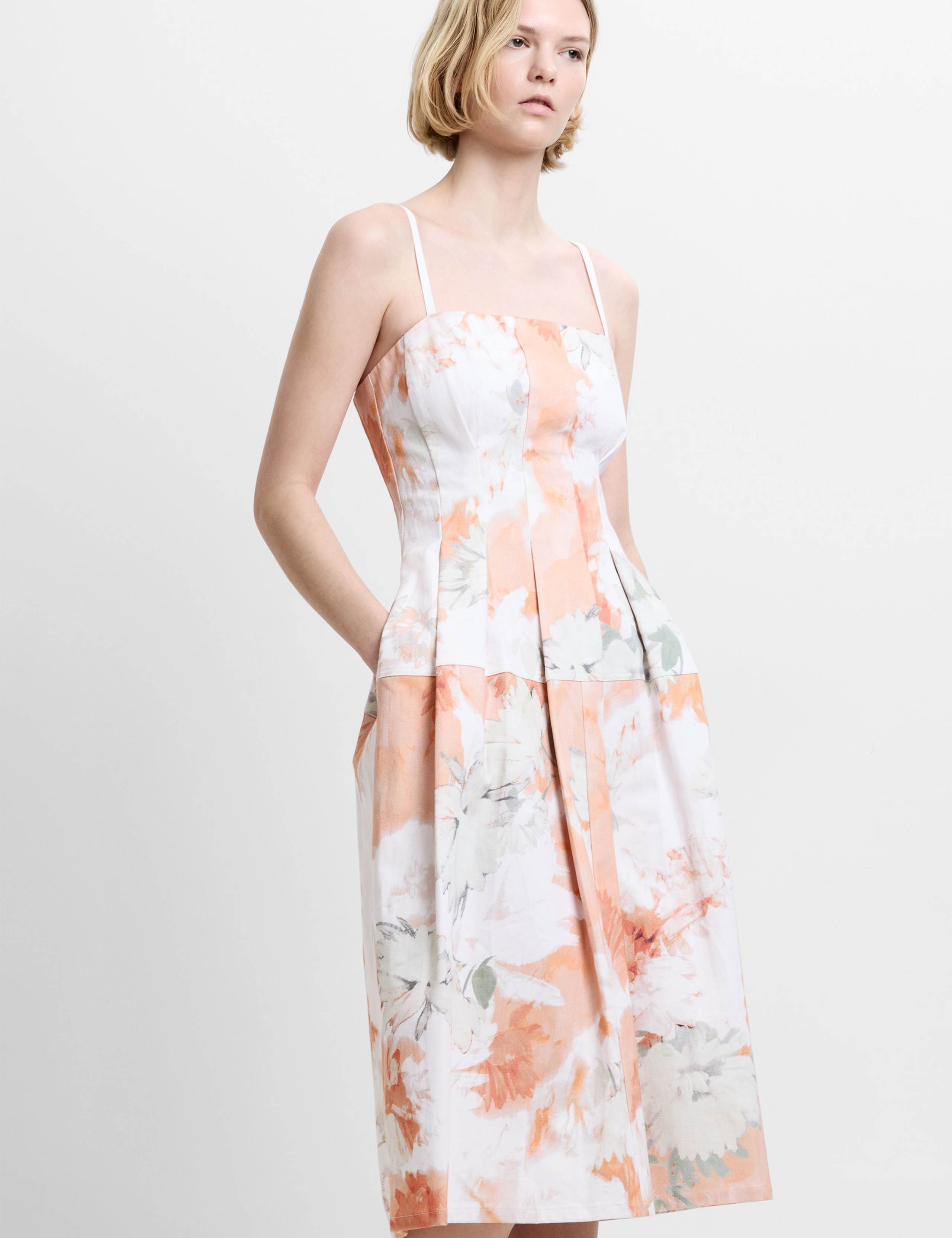 Denim Floral Square Neck Midi Skater Dress 4 of 6